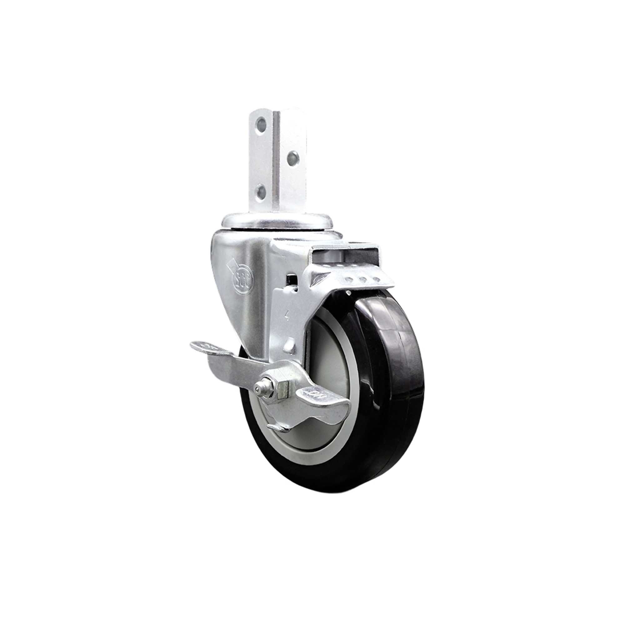 Service Caster, 4Inch x 1 1/4Inch Stem Caster, Wheel Diameter 4 in, Caster Type Swivel, Package (qty.) 1, Model SCC-SQ20S414-PPUB-BLK-TLB-34