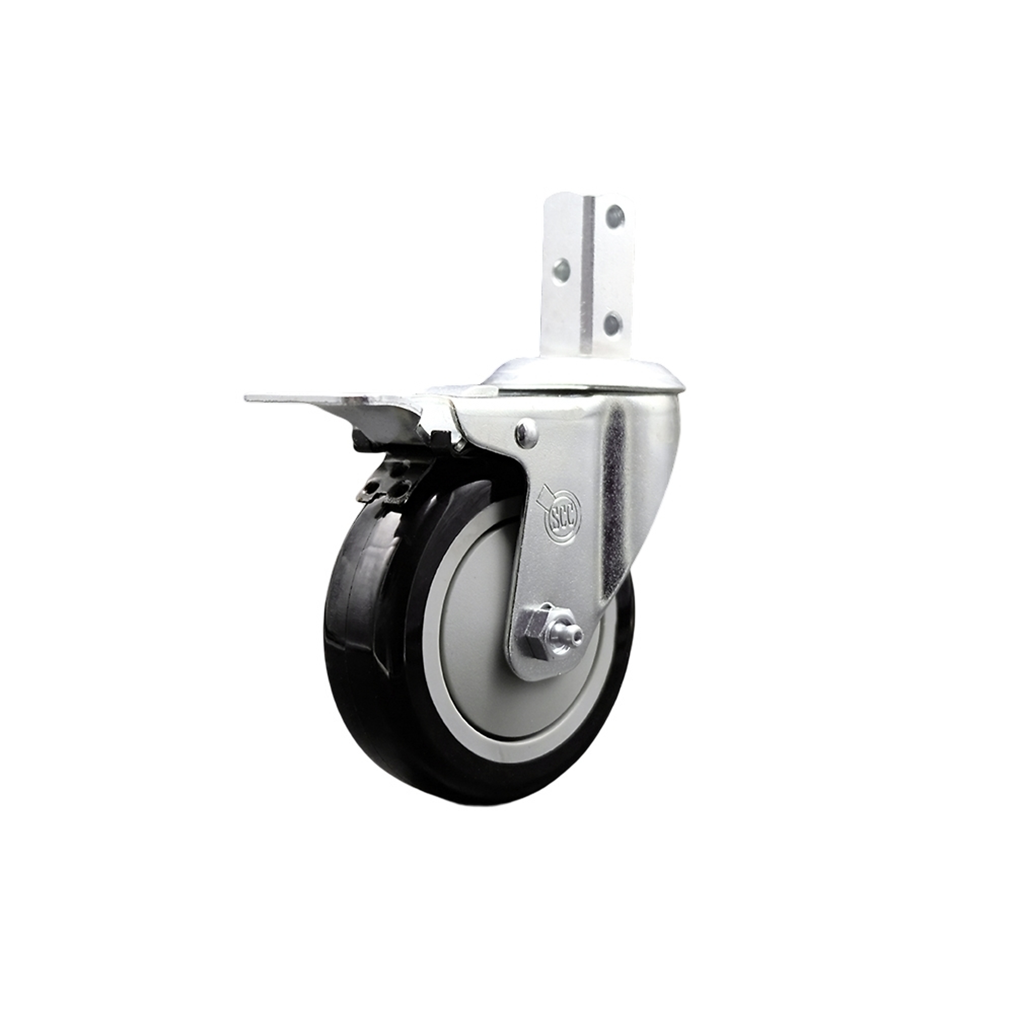 Service Caster, 4Inch x 1 1/4Inch Stem Caster, Wheel Diameter 4 in, Caster Type Swivel, Package (qty.) 1, Model SCC-SQTTL20S414-PPUB-BLK-78