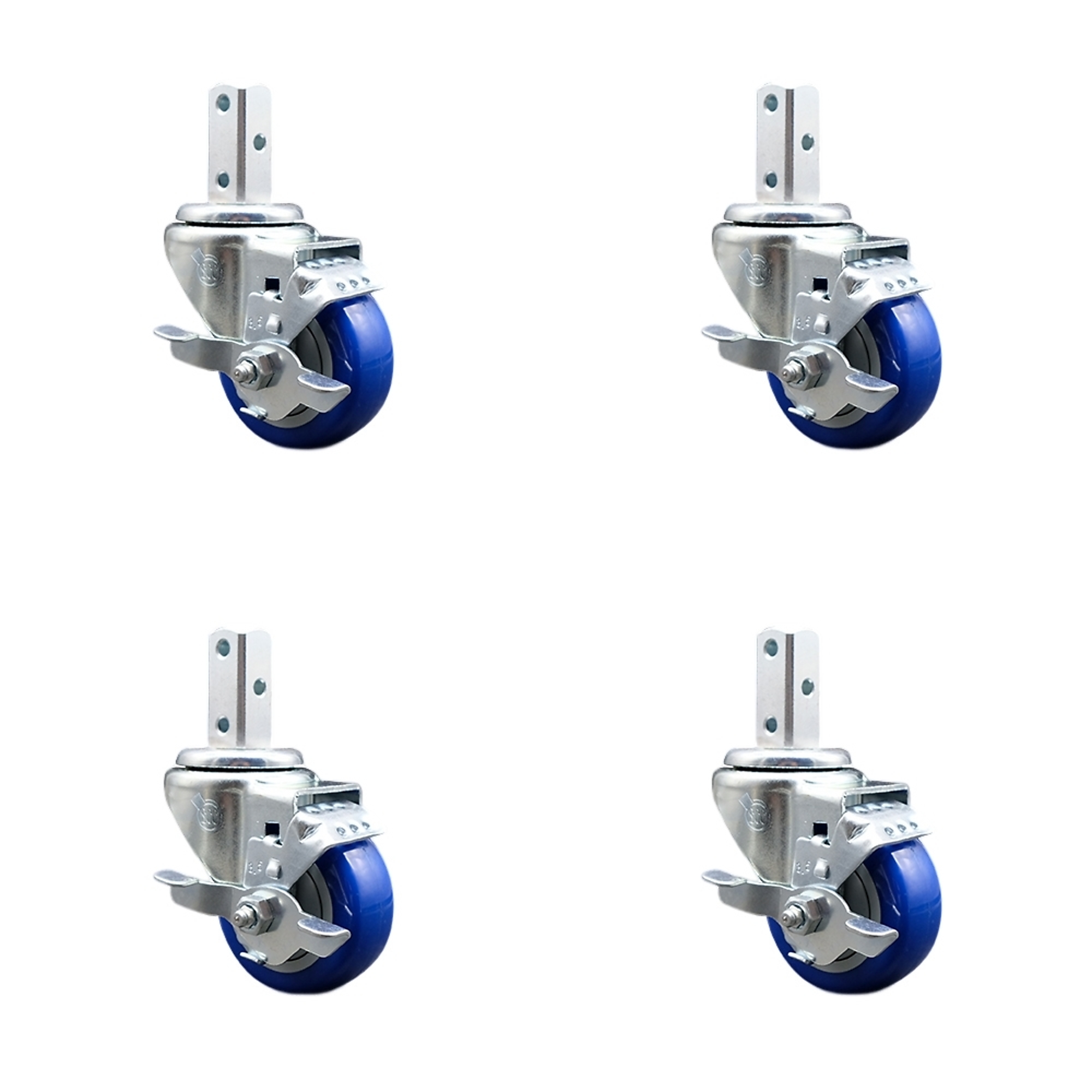 Service Caster, 3 1/2Inch x 1 1/4Inch Stem Casters, Wheel Diameter 3.5 in, Caster Type Swivel, Package (qty.) 4, Model SCC-SQ20S3514-PPUB-BLUE-TLB-34-