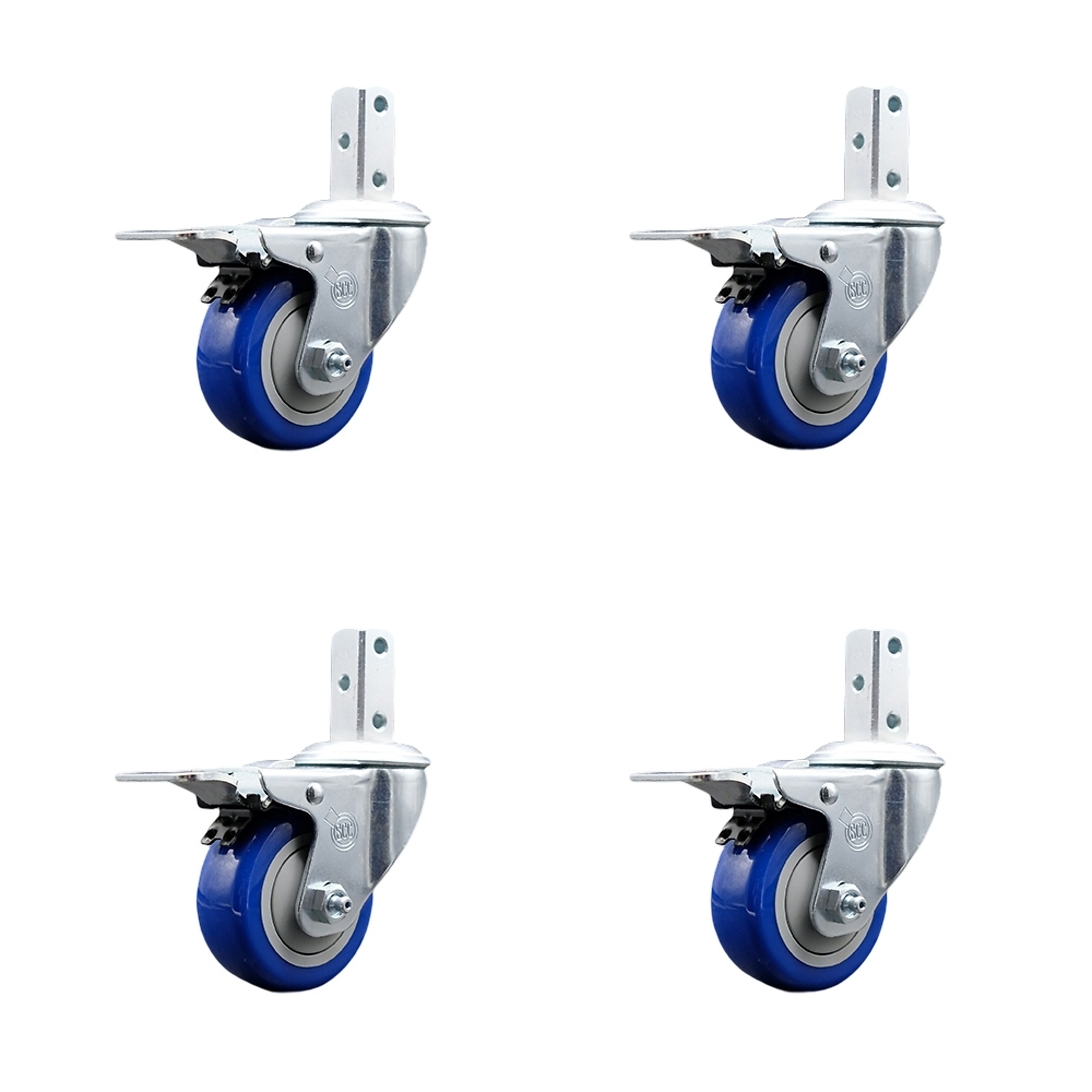 Service Caster, 3 1/2Inch x 1 1/4Inch Stem Casters, Wheel Diameter 3.5 in, Caster Type Swivel, Package (qty.) 4, Model SCC-SQTTL20S3514-PPUB-BLUE-78-4