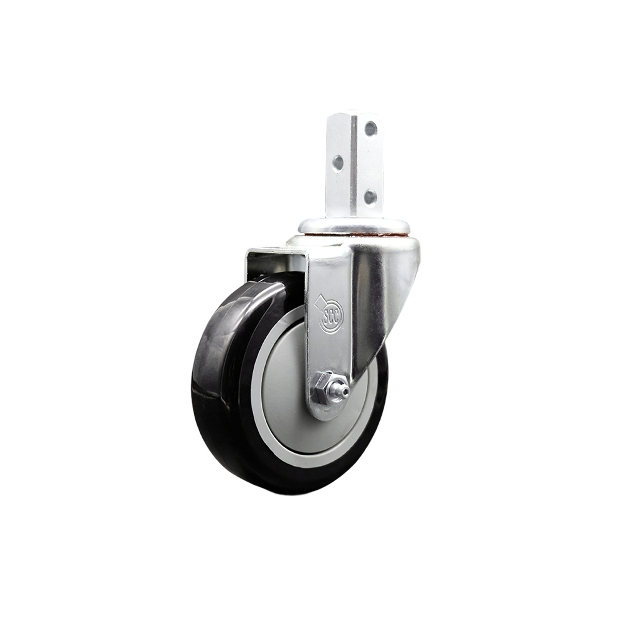 Service Caster, 4Inch x 1 1/4Inch Stem Caster, Wheel Diameter 4 in, Caster Type Swivel, Package (qty.) 1, Model SCC-SQ20S414-PPUB-BLK-34