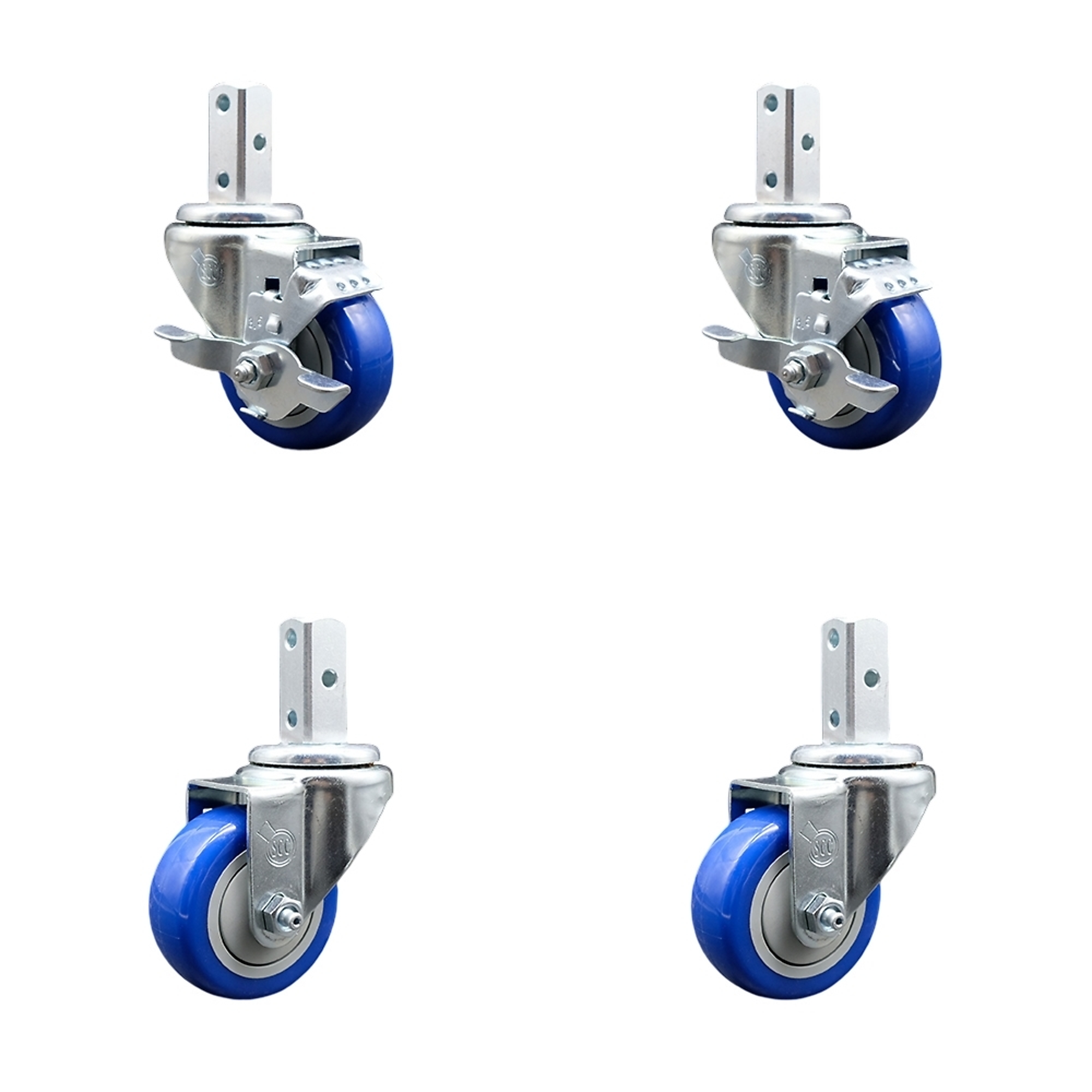 Service Caster, 3 1/2Inch x 1 1/4Inch Stem Casters, Wheel Diameter 3.5 in, Caster Type Swivel, Package (qty.) 4, Model SCC-SQ20S3514-PPUB-BLUE-TLB-34-