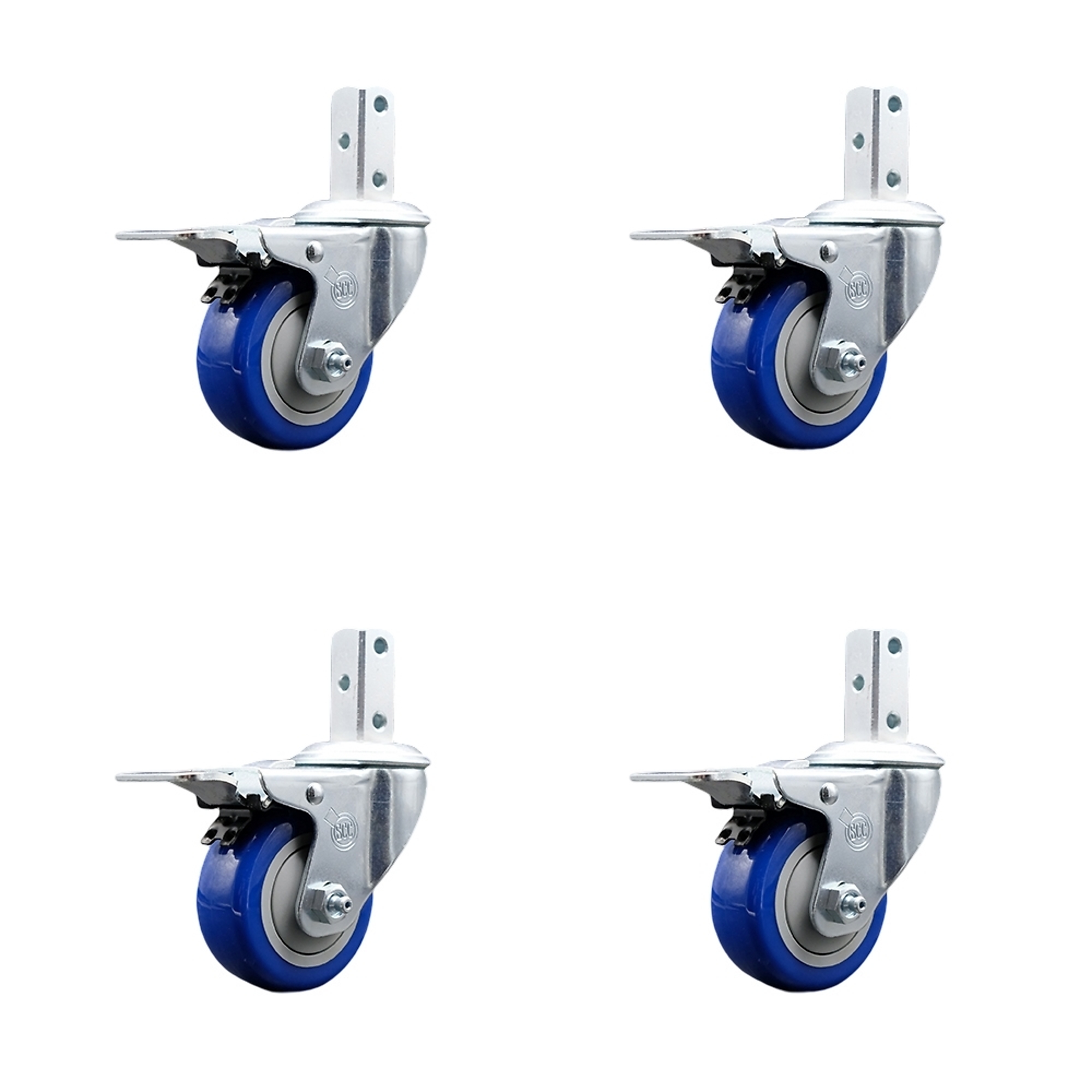 Service Caster, 3 1/2Inch x 1 1/4Inch Stem Casters, Wheel Diameter 3.5 in, Caster Type Swivel, Package (qty.) 4, Model SCC-SQTTL20S3514-PPUB-BLUE-34-4