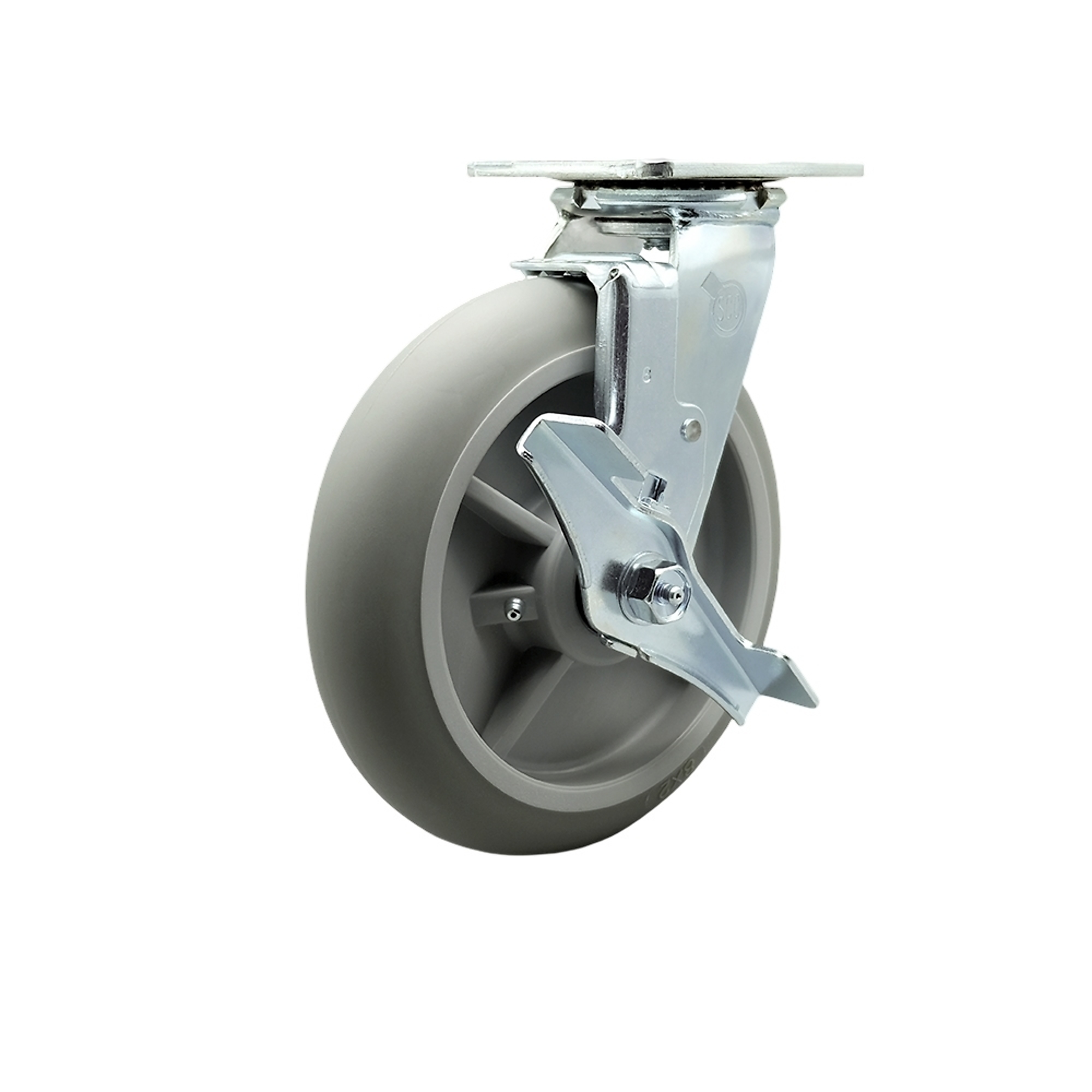 Service Caster, 8Inch x 2Inch Plate Caster, Wheel Diameter 8 in, Caster Type Swivel, Package (qty.) 1, Model SCC-30CS820-TPRBD-TLB