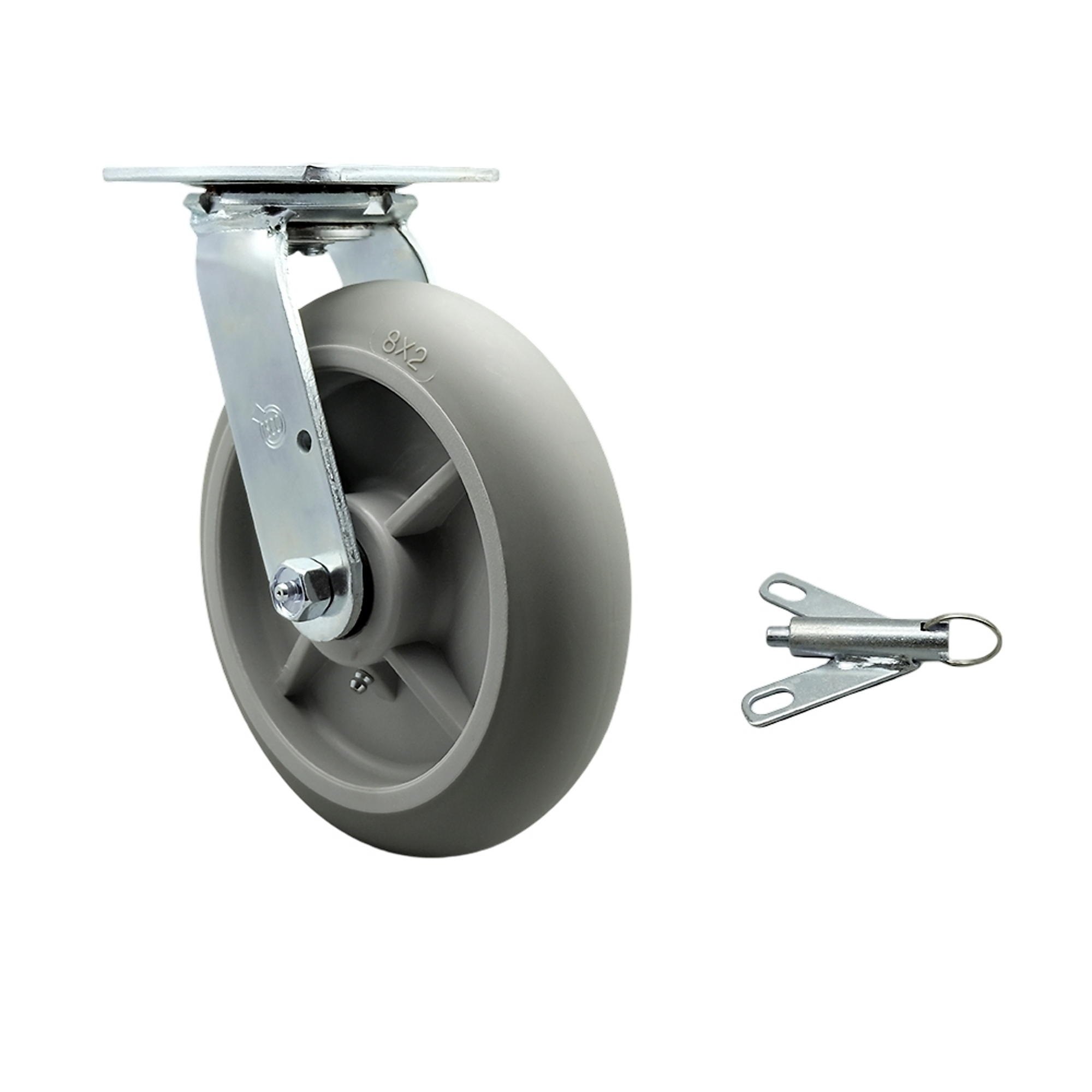 Service Caster, 8Inch x 2Inch Plate Caster, Wheel Diameter 8 in, Caster Type Swivel, Package (qty.) 1, Model SCC-30CS820-TPRBD-BSL