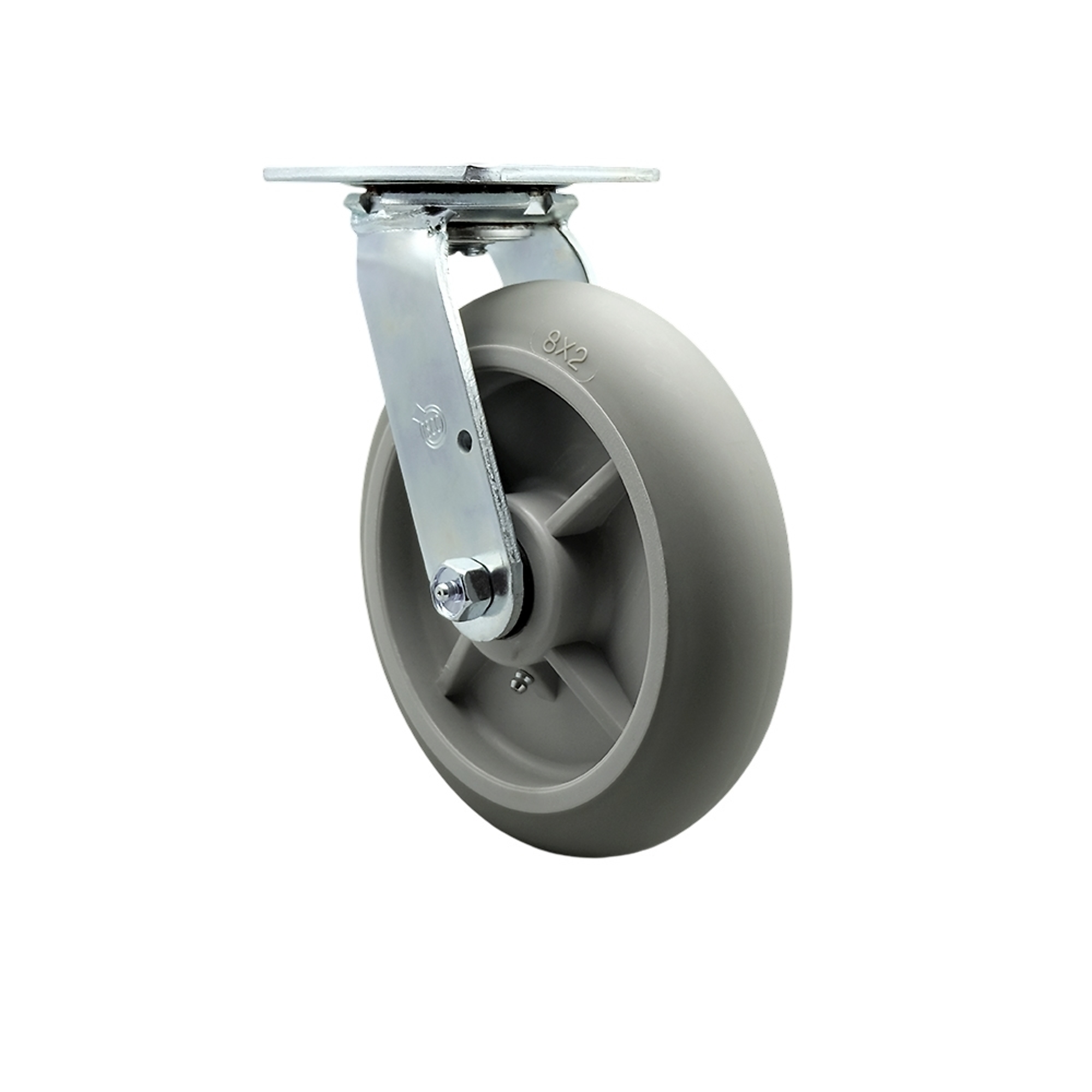 Service Caster, 8Inch x 2Inch Plate Caster, Wheel Diameter 8 in, Caster Type Swivel, Package (qty.) 1, Model SCC-30CS820-TPRBD