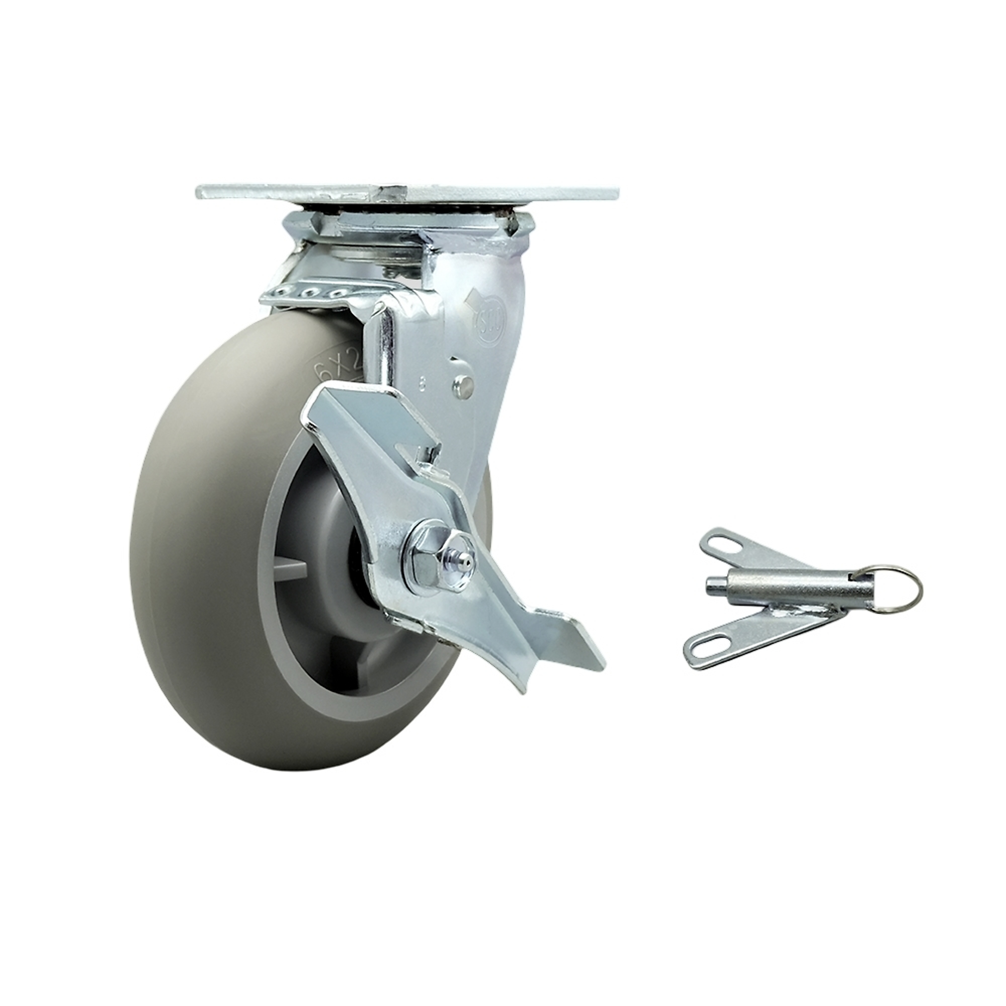 Service Caster, 6Inch x 2Inch Plate Caster, Wheel Diameter 6 in, Caster Type Swivel, Package (qty.) 1, Model SCC-SS30S620-TPRBD-TLB-BSL