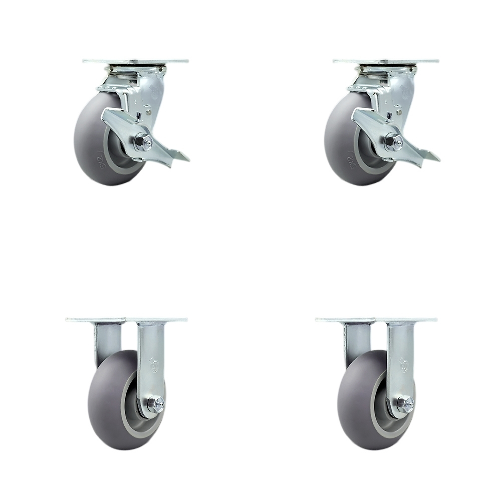 Service Caster, 5Inch x 2Inch Plate Casters, Wheel Diameter 5 in, Caster Type Swivel, Package (qty.) 4, Model SCC-SS30S520-TPRBD-TLB-BSL-2-R-2