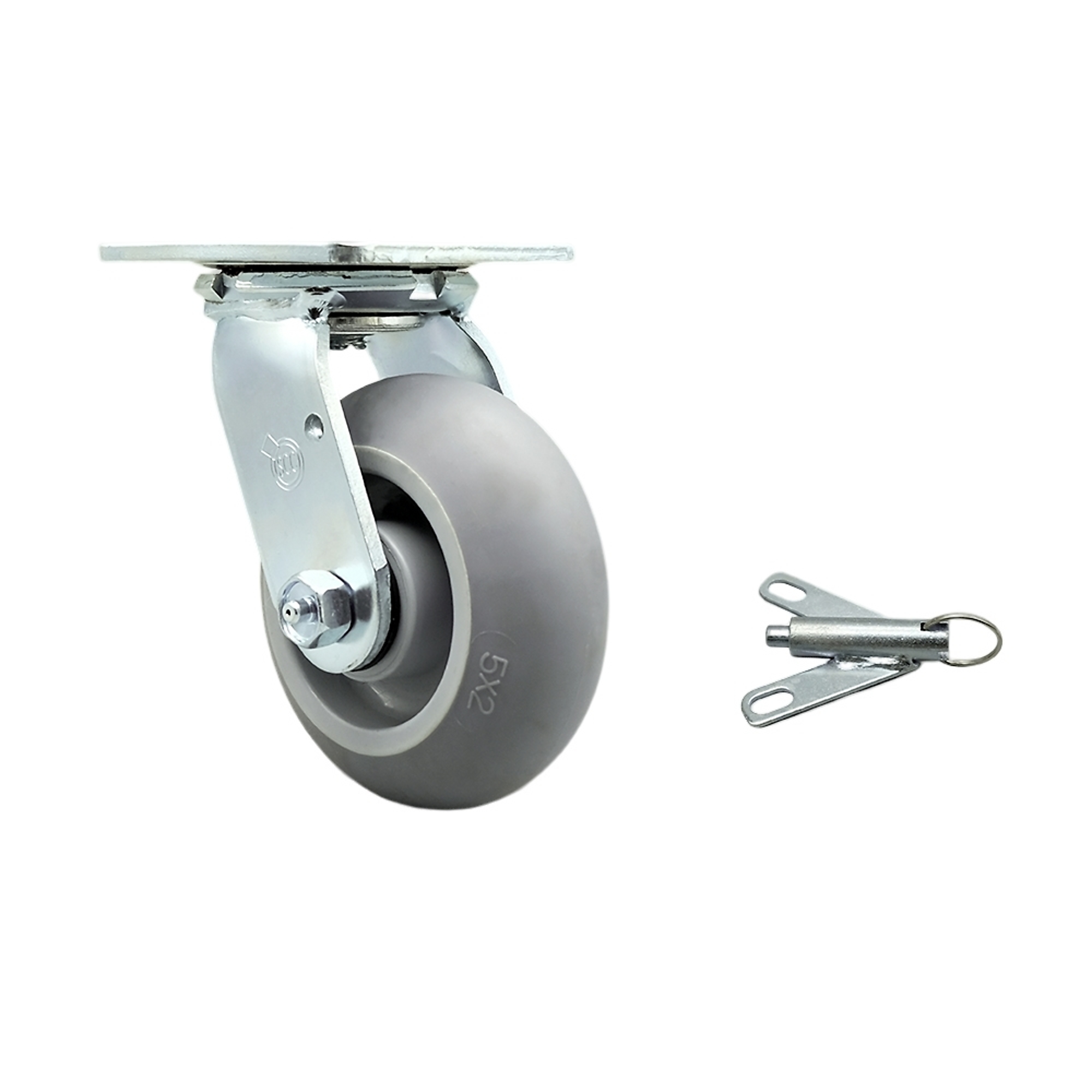 Service Caster, 5Inch x 2Inch Plate Caster, Wheel Diameter 5 in, Caster Type Swivel, Package (qty.) 1, Model SCC-SS30S520-TPRBD-BSL