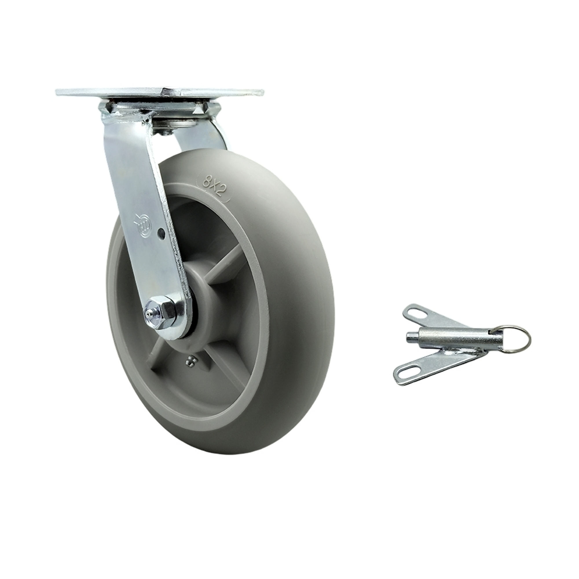 Service Caster, 8Inch x 2Inch Plate Caster, Wheel Diameter 8 in, Caster Type Swivel, Package (qty.) 1, Model SCC-SS30S820-TPRBD-BSL