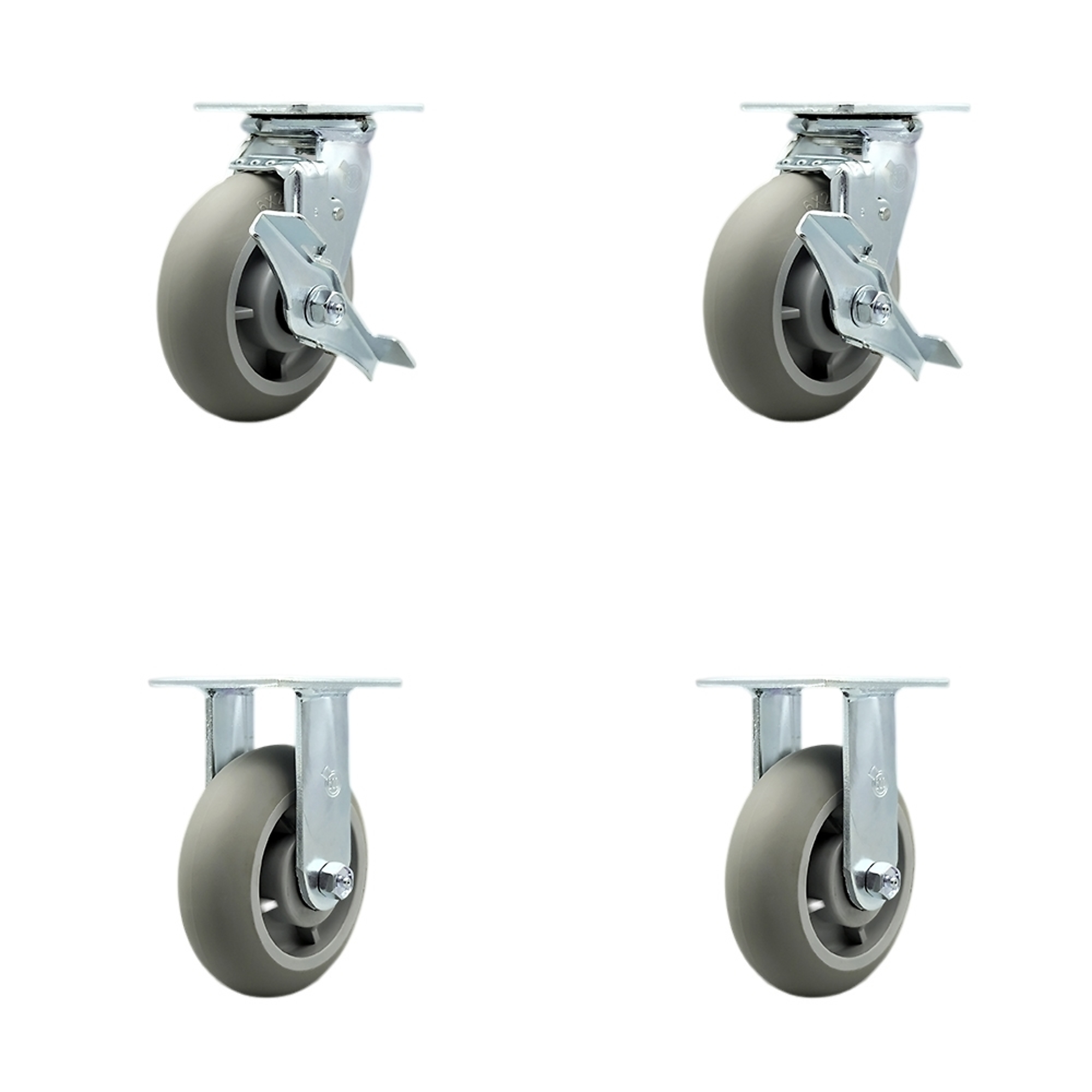 Service Caster, 6Inch x 2Inch Plate Casters, Wheel Diameter 6 in, Caster Type Swivel, Package (qty.) 4, Model SCC-SS30S620-TPRBD-TLB-2-R-2