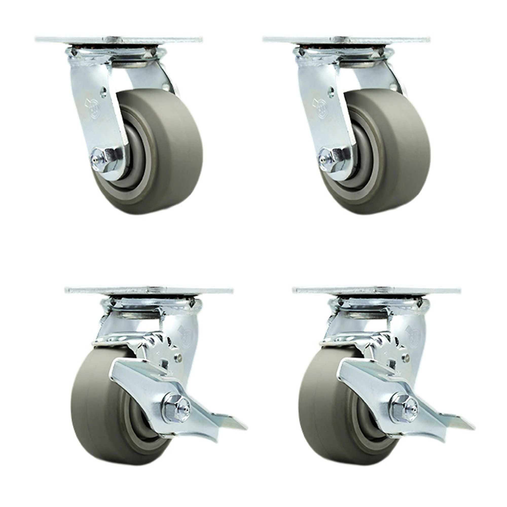 Service Caster, 4Inch x 2Inch Plate Casters, Wheel Diameter 4 in, Caster Type Swivel, Package (qty.) 4, Model SCC-30CS420-TPRBF-2-TLB-2