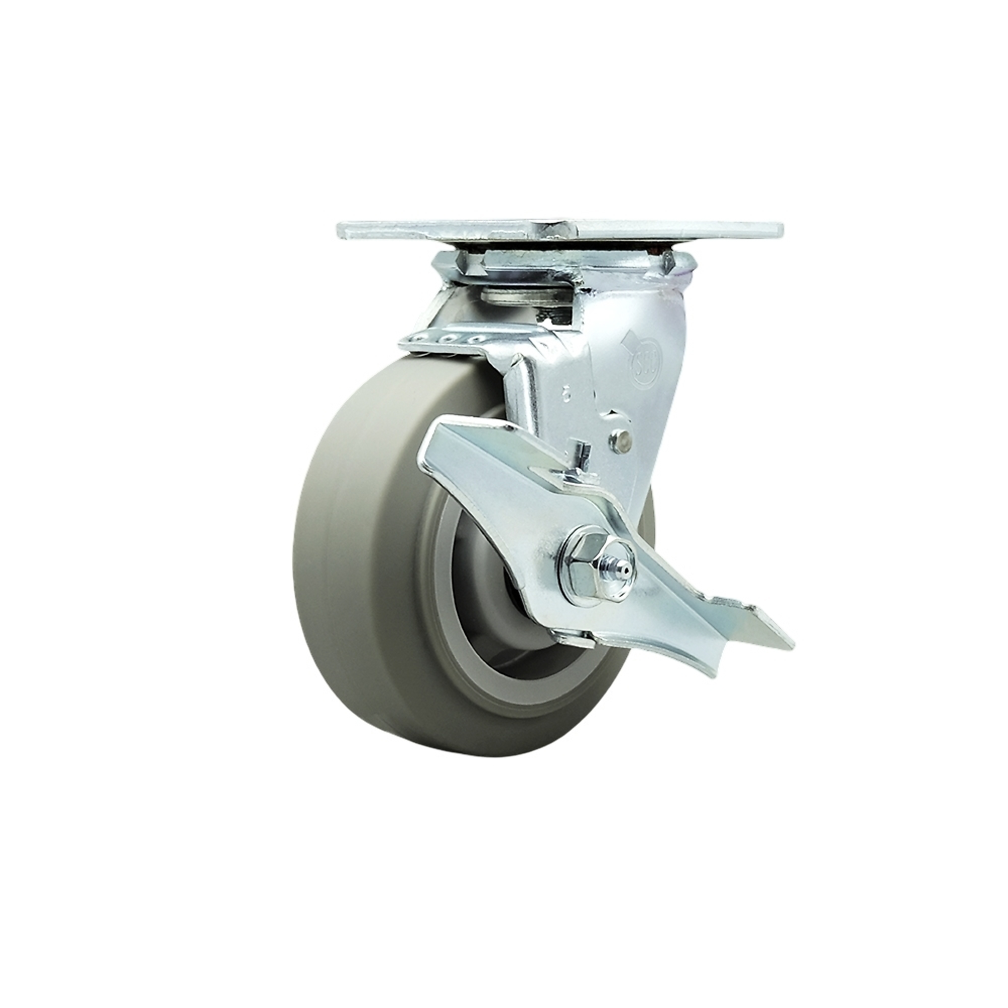 Service Caster, 5Inch x 2Inch Plate Caster, Wheel Diameter 5 in, Caster Type Swivel, Package (qty.) 1, Model SCC-30CS520-TPRBF-TLB