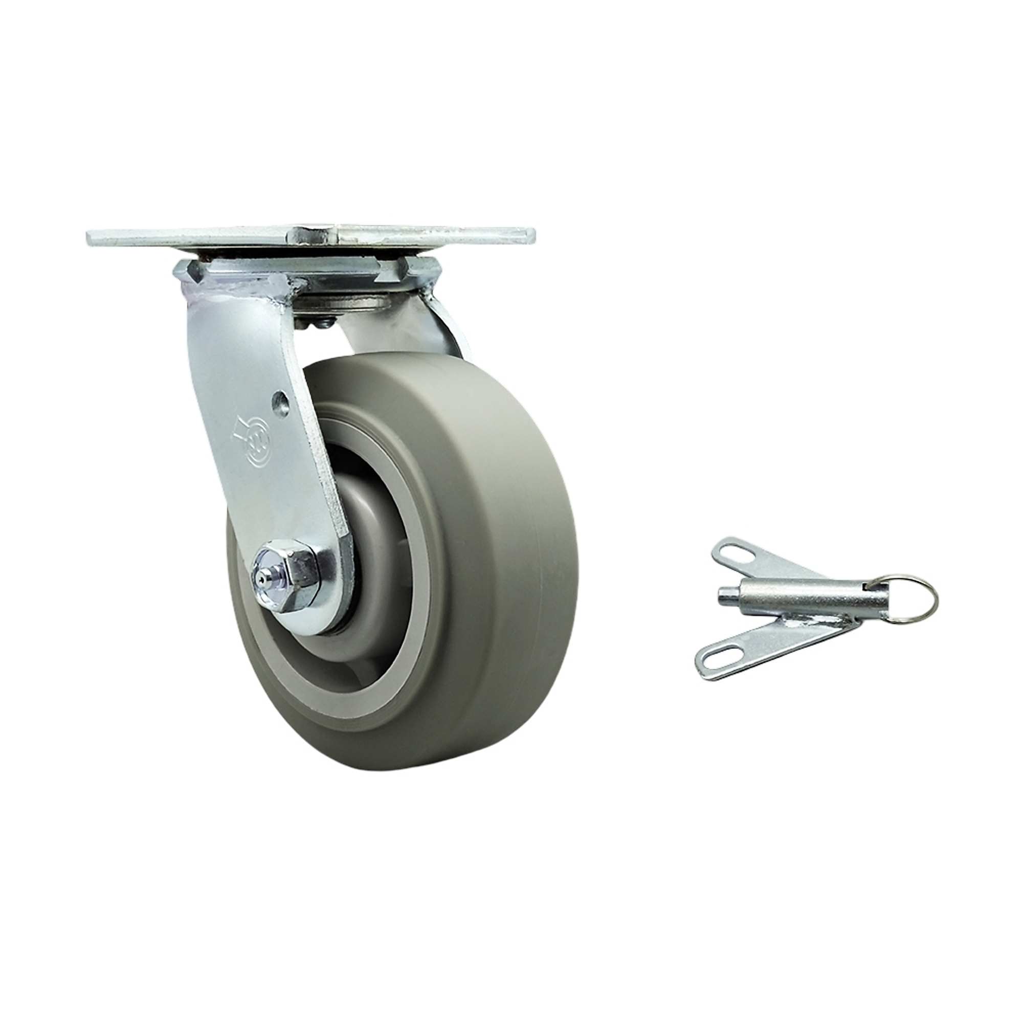 Service Caster, 5Inch x 2Inch Plate Caster, Wheel Diameter 5 in, Caster Type Swivel, Package (qty.) 1, Model SCC-30CS520-TPRBF-BSL