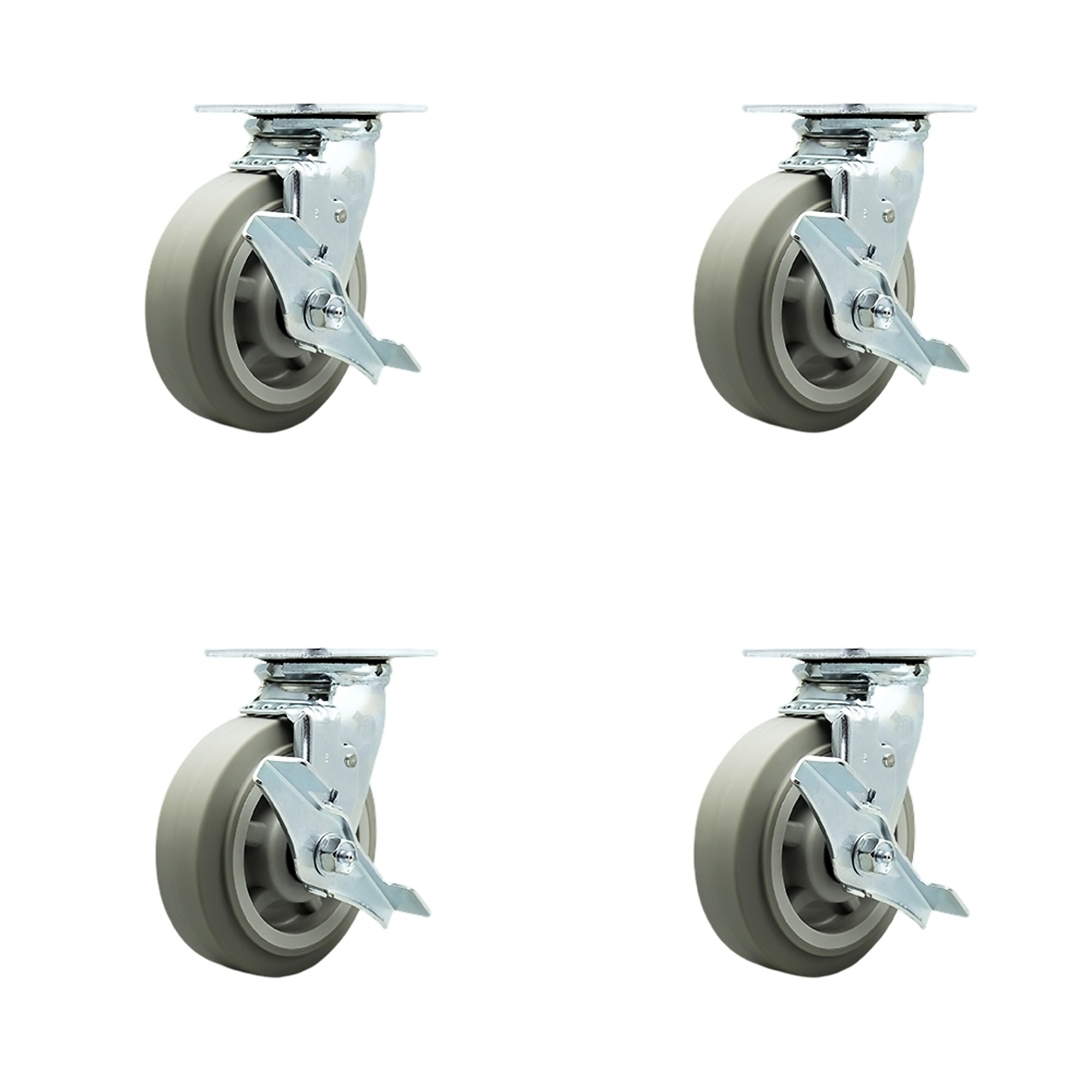 Service Caster, 6Inch x 2Inch Plate Casters, Wheel Diameter 6 in, Caster Type Swivel, Package (qty.) 4, Model SCC-30CS620-TPRBF-TLB-4