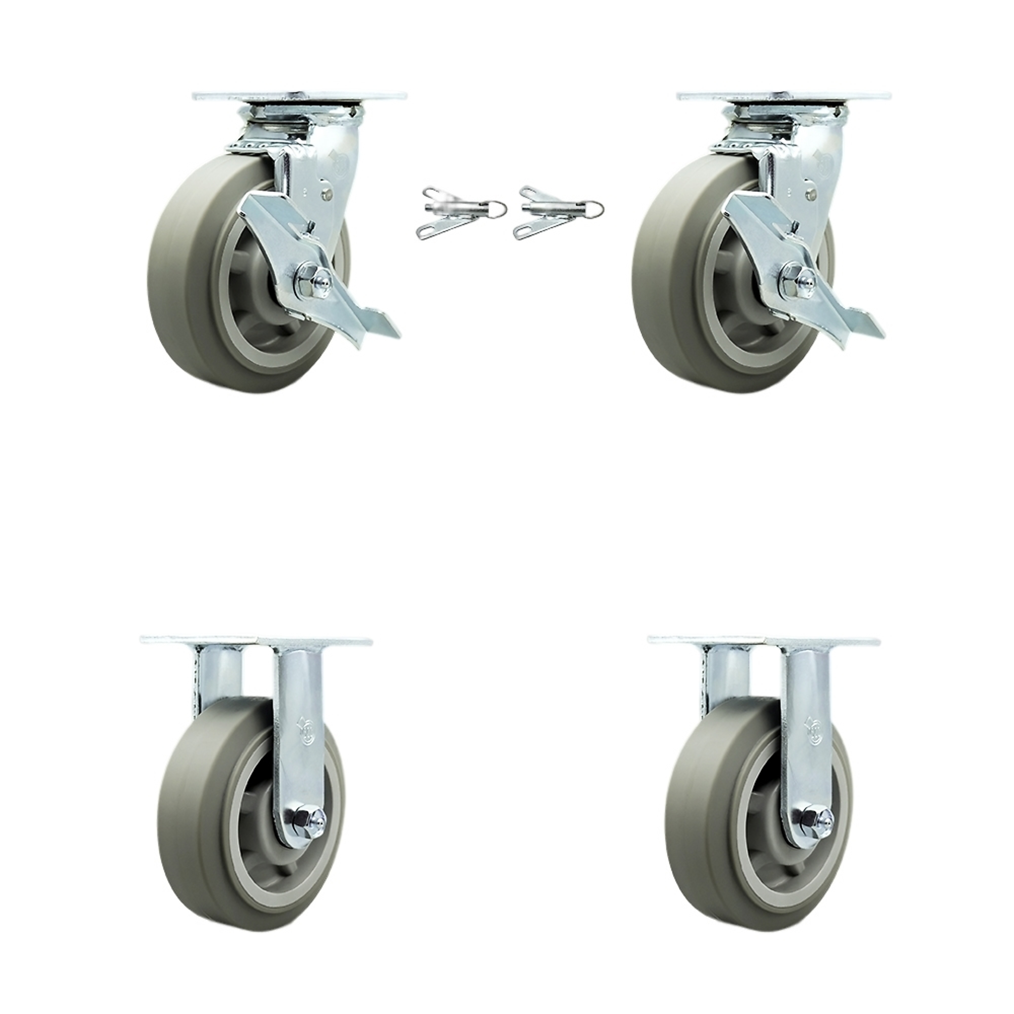 Service Caster, 6Inch x 2Inch Plate Casters, Wheel Diameter 6 in, Caster Type Swivel, Package (qty.) 4, Model SCC-30CS620-TPRBF-TLB-BSL-2-R-2