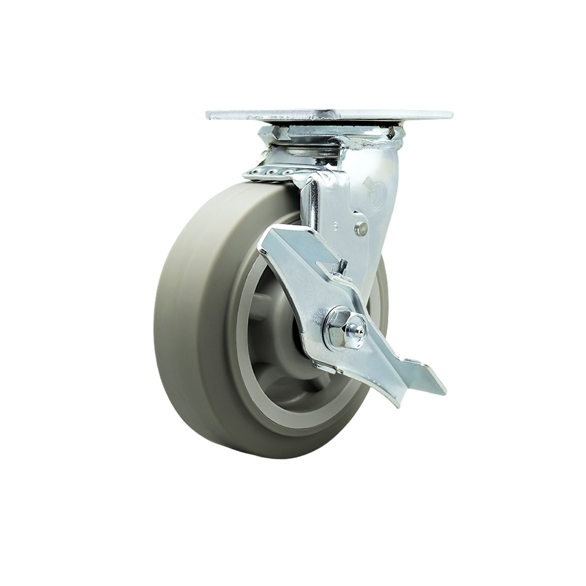 Service Caster, 6Inch x 2Inch Plate Caster, Wheel Diameter 6 in, Caster Type Swivel, Package (qty.) 1, Model SCC-30CS620-TPRBF-TLB