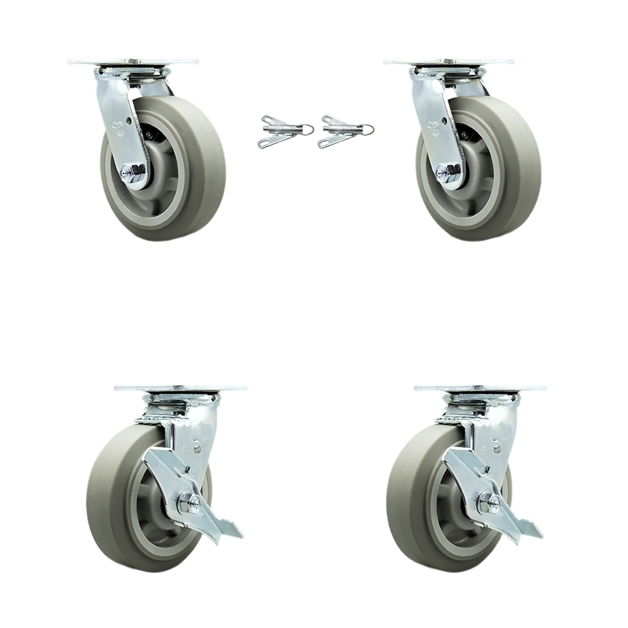 Service Caster, 6Inch x 2Inch Plate Casters, Wheel Diameter 6 in, Caster Type Swivel, Package (qty.) 4, Model SCC-30CS620-TPRBF-BSL-2-TLB-2