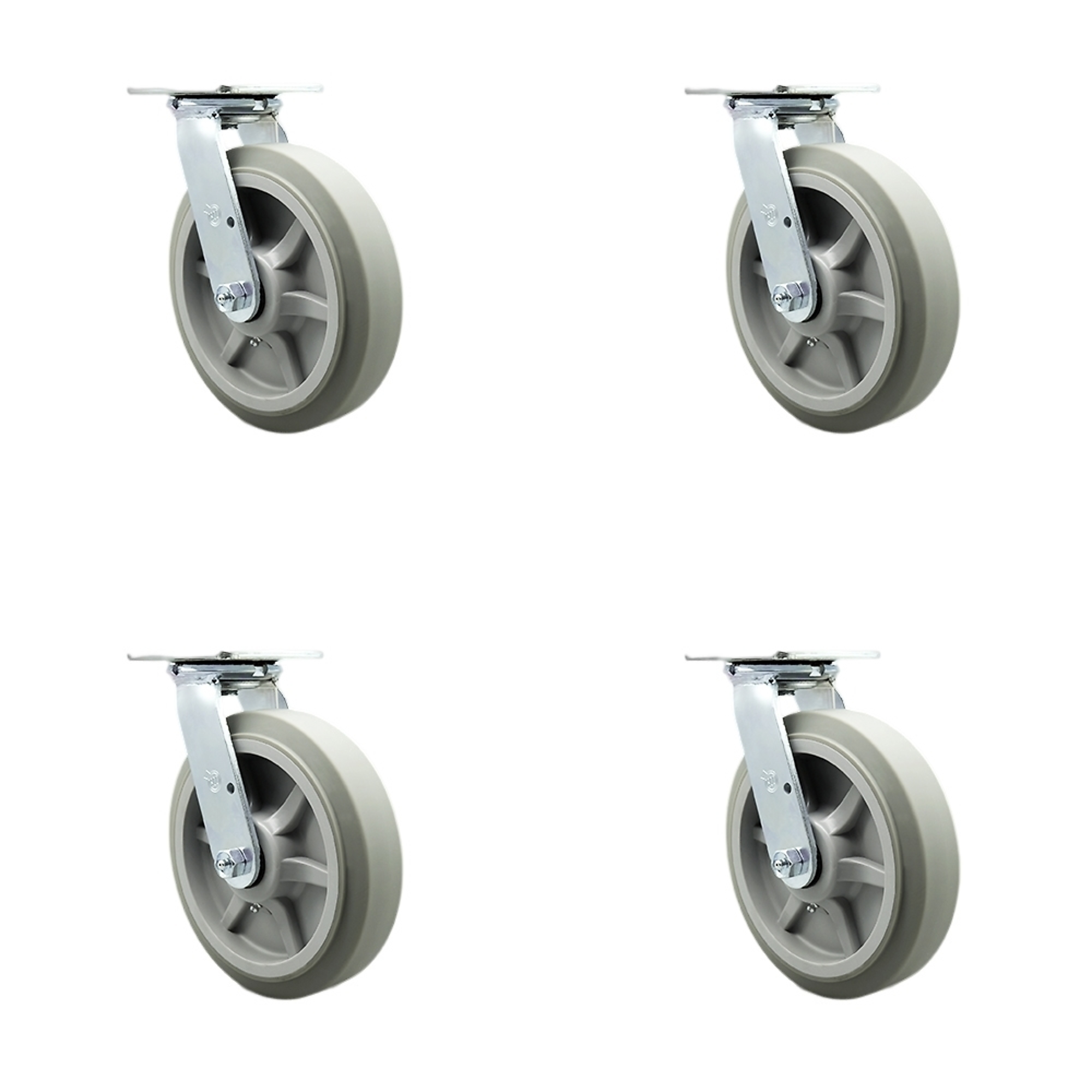 Service Caster, 8Inch x 2Inch Plate Casters, Wheel Diameter 8 in, Caster Type Swivel, Package (qty.) 4, Model SCC-30CS820-TPRBF-4