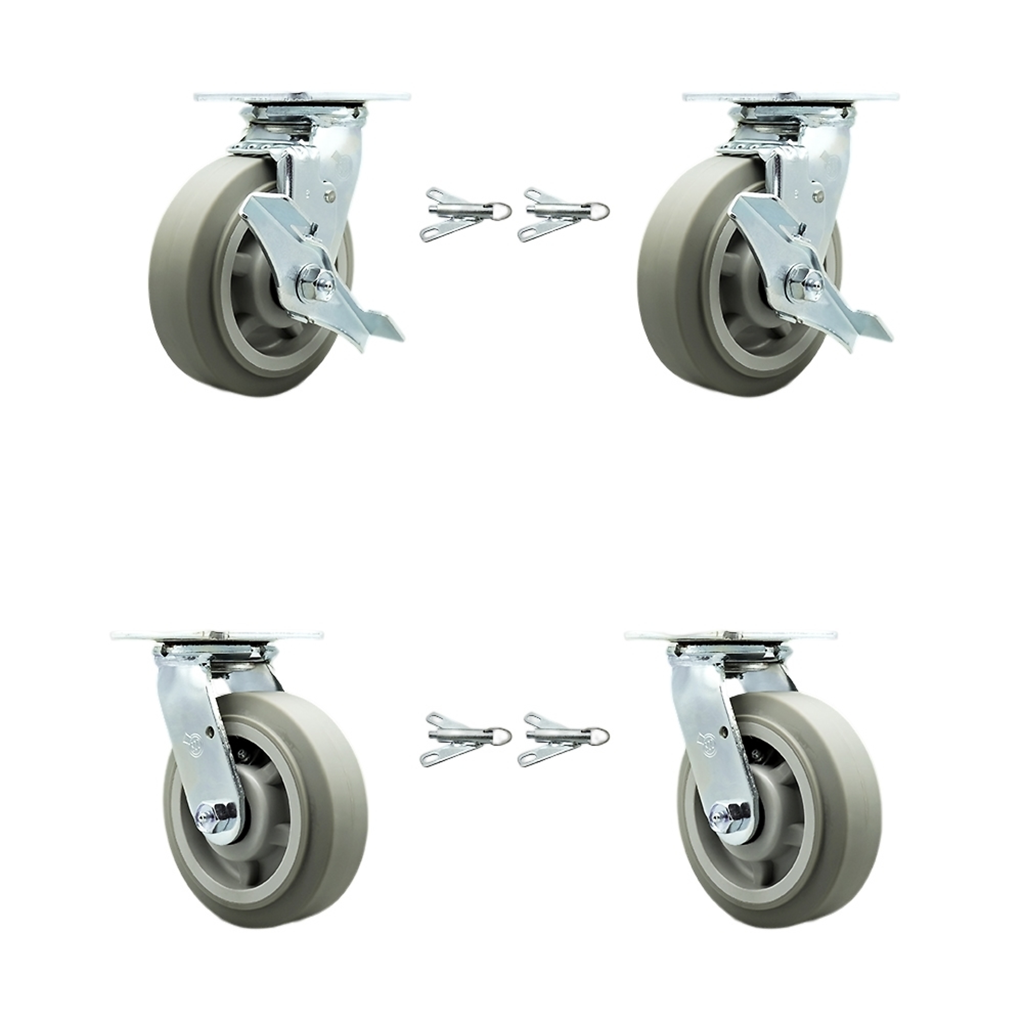 Service Caster, 6Inch x 2Inch Plate Casters, Wheel Diameter 6 in, Caster Type Swivel, Package (qty.) 4, Model SCC-30CS620-TPRBF-TLB-BSL-2-BSL-2