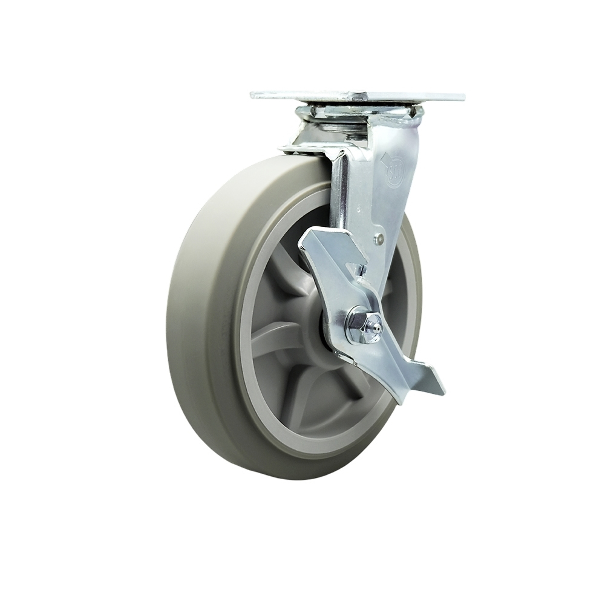 Service Caster, 8Inch x 2Inch Plate Caster, Wheel Diameter 8 in, Caster Type Swivel, Package (qty.) 1, Model SCC-30CS820-TPRBF-TLB