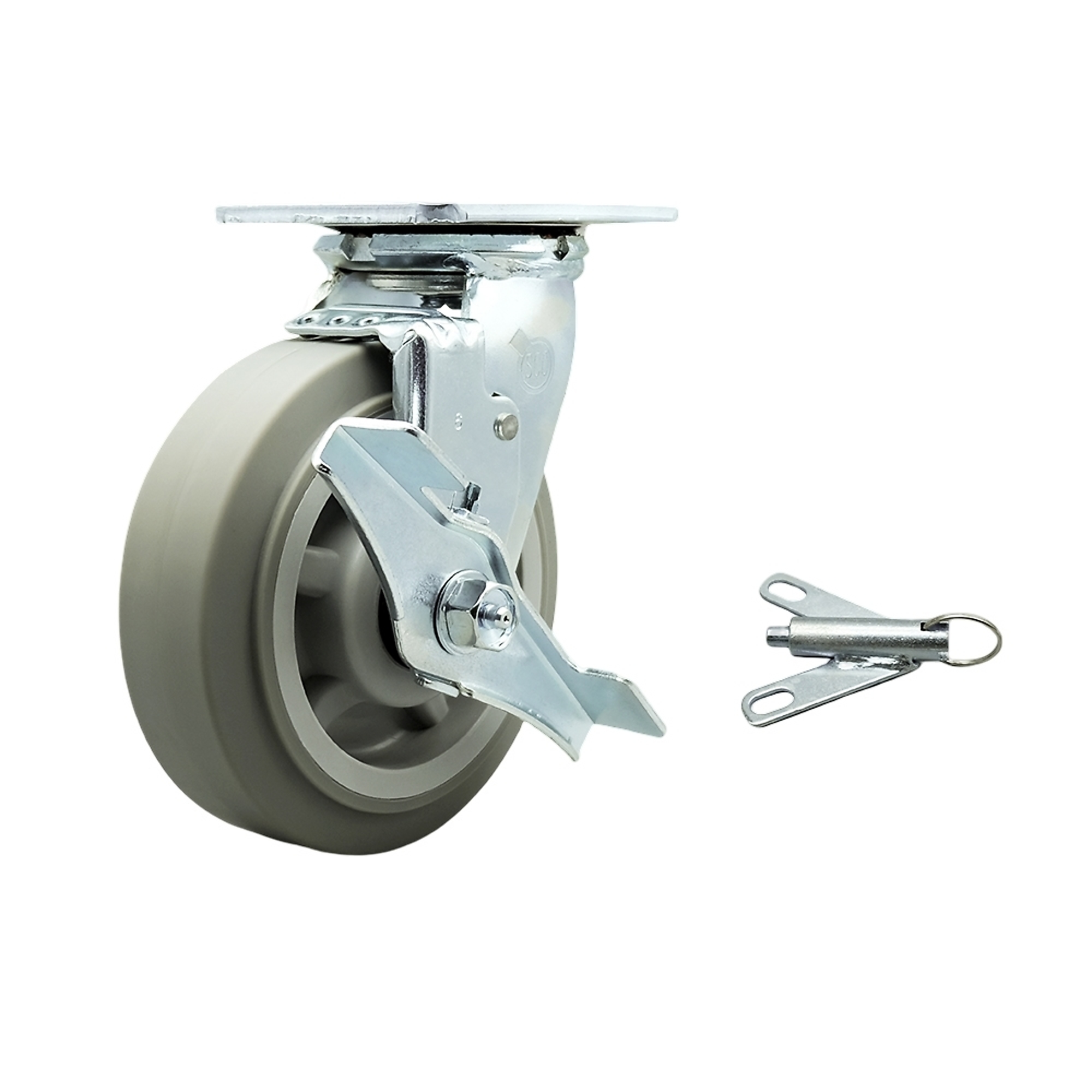 Service Caster, 6Inch x 2Inch Plate Caster, Wheel Diameter 6 in, Caster Type Swivel, Package (qty.) 1, Model SCC-30CS620-TPRBF-TLB-BSL