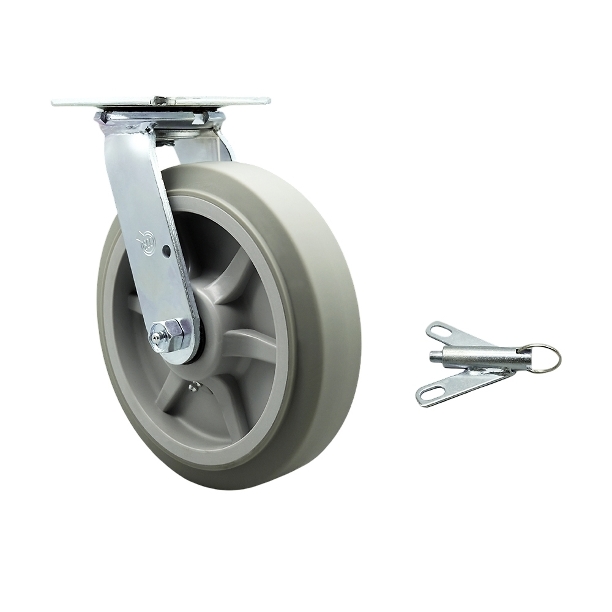 Service Caster, 8Inch x 2Inch Plate Caster, Wheel Diameter 8 in, Caster Type Swivel, Package (qty.) 1, Model SCC-30CS820-TPRBF-BSL