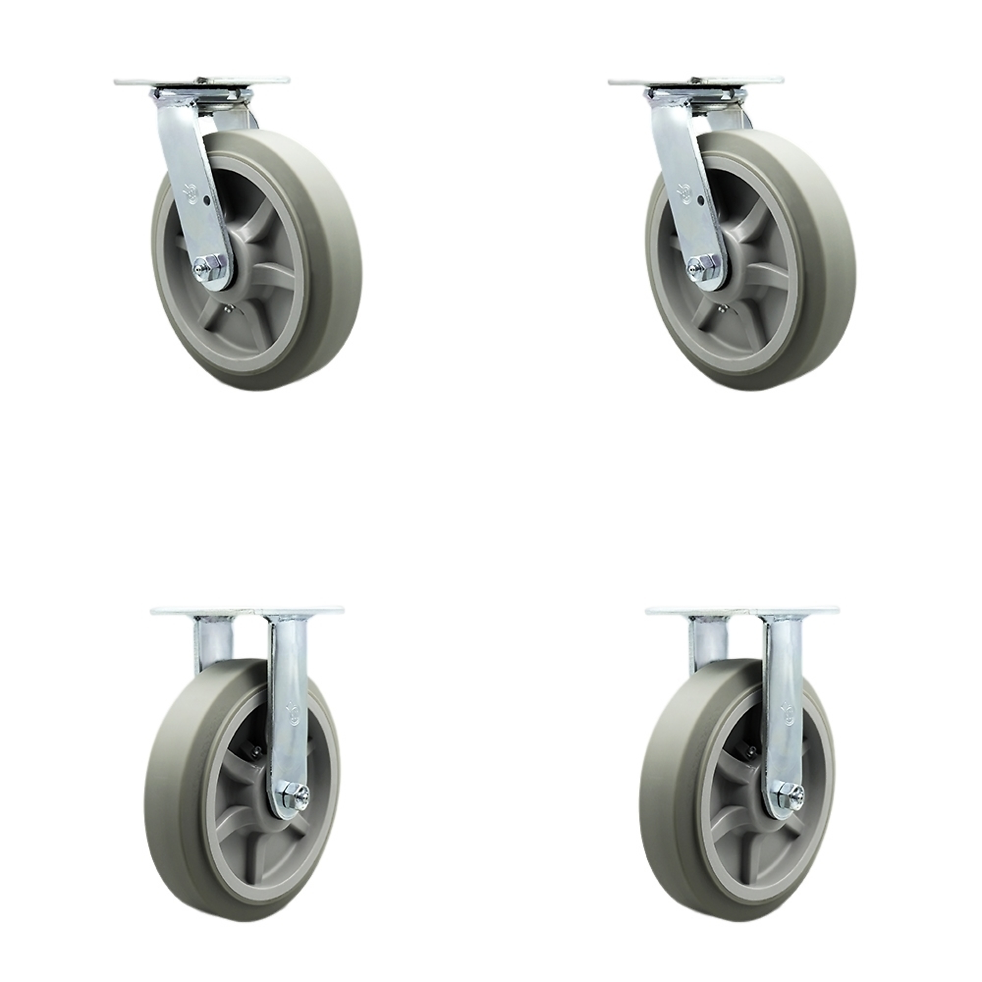 Service Caster, 8Inch x 2Inch Plate Casters, Wheel Diameter 8 in, Caster Type Swivel, Package (qty.) 4, Model SCC-30CS820-TPRBF-BSL-2-R-2