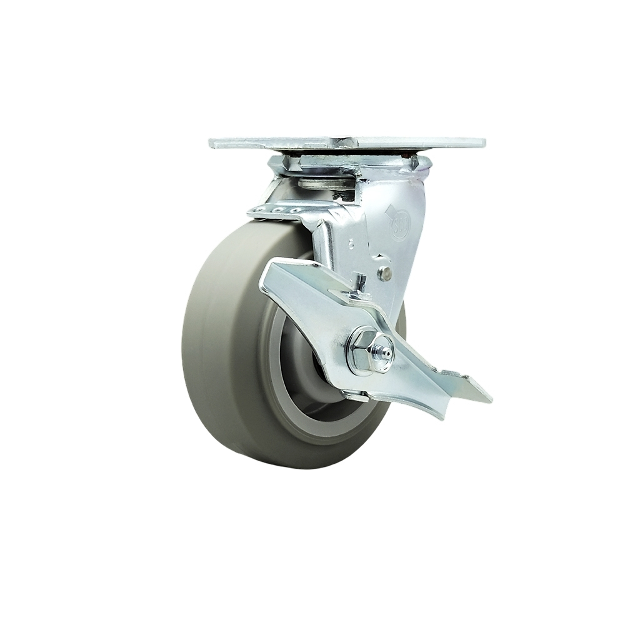 Service Caster, 5Inch x 2Inch Plate Caster, Wheel Diameter 5 in, Caster Type Swivel, Package (qty.) 1, Model SCC-SS30S520-TPRBF-TLB