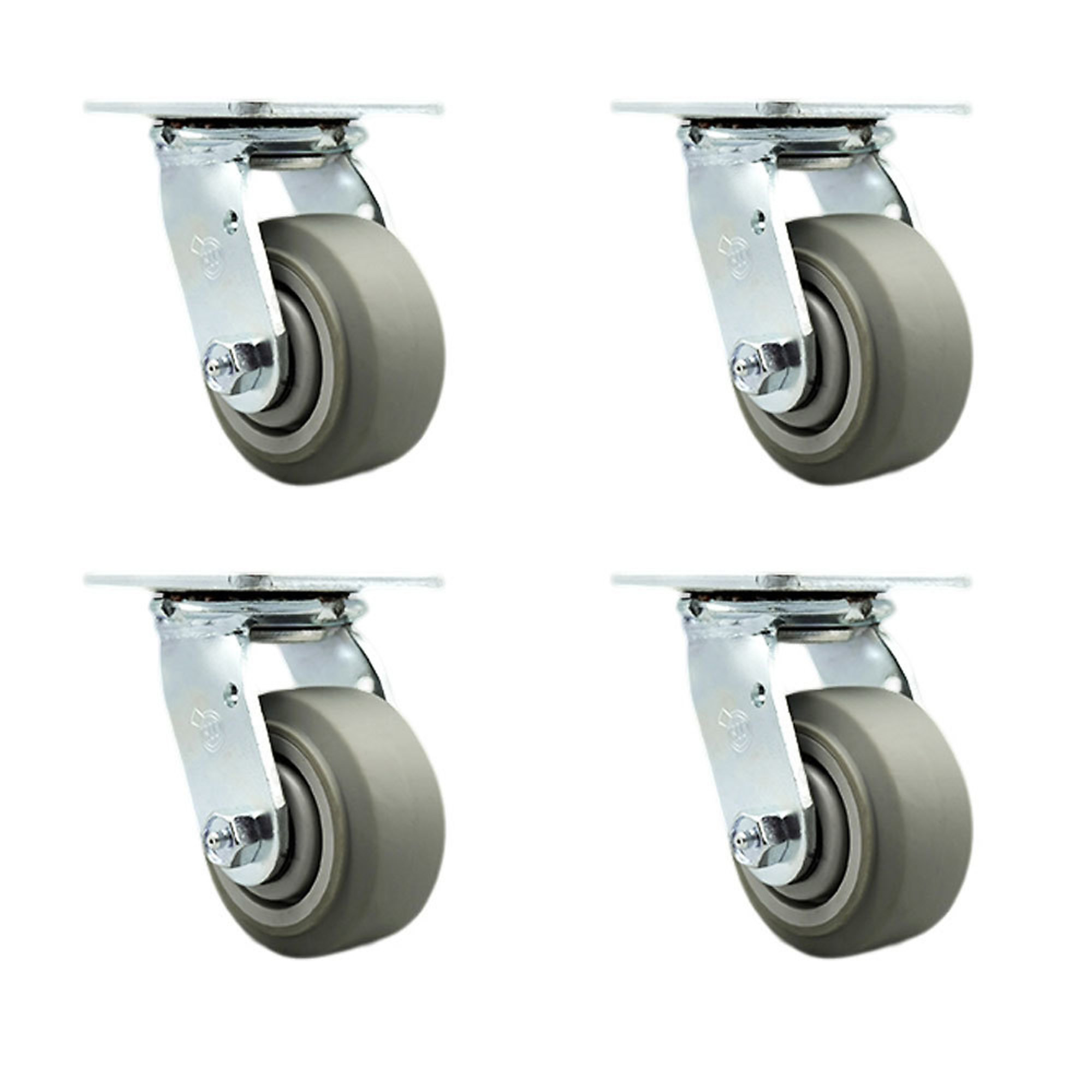 Service Caster, 4Inch x 2Inch Plate Casters, Wheel Diameter 4 in, Caster Type Swivel, Package (qty.) 4, Model SCC-SS30S420-TPRBF-4