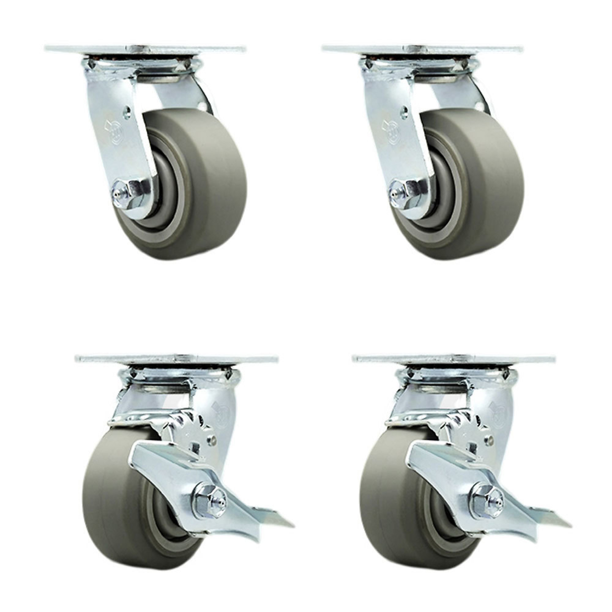 Service Caster, 4Inch x 2Inch Plate Casters, Wheel Diameter 4 in, Caster Type Swivel, Package (qty.) 4, Model SCC-SS30S420-TPRBF-2-TLB-2