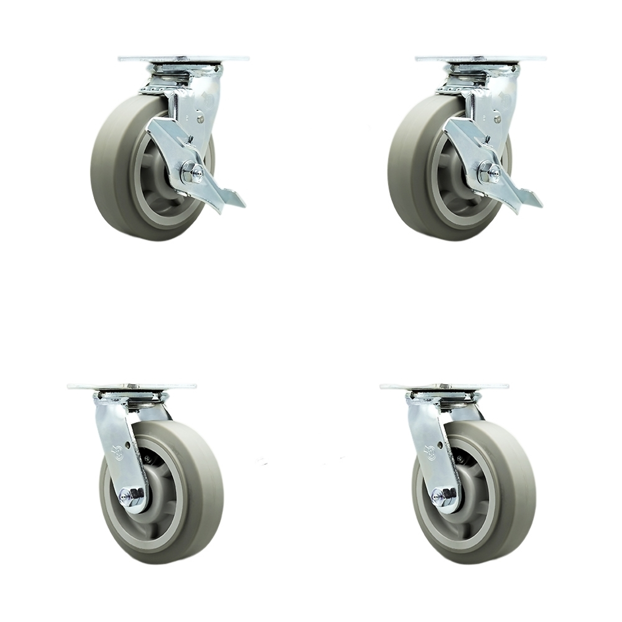 Service Caster, 6Inch x 2Inch Plate Casters, Wheel Diameter 6 in, Caster Type Swivel, Package (qty.) 4, Model SCC-SS30S620-TPRBF-TLB-BSL-2-BSL-2