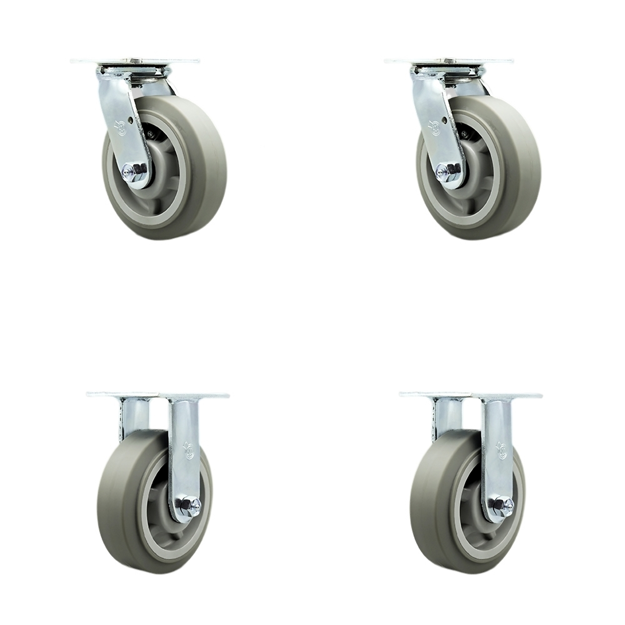 Service Caster, 6Inch x 2Inch Plate Casters, Wheel Diameter 6 in, Caster Type Swivel, Package (qty.) 4, Model SCC-SS30S620-TPRBF-BSL-2-R-2