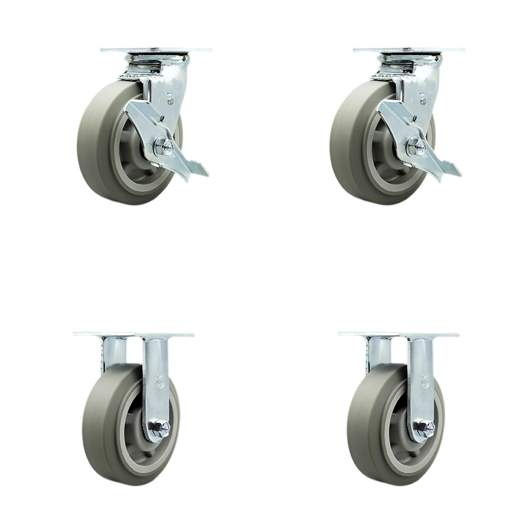 Service Caster, 6Inch x 2Inch Plate Casters, Wheel Diameter 6 in, Caster Type Swivel, Package (qty.) 4, Model SCC-SS30S620-TPRBF-TLB-BSL-2-R-2