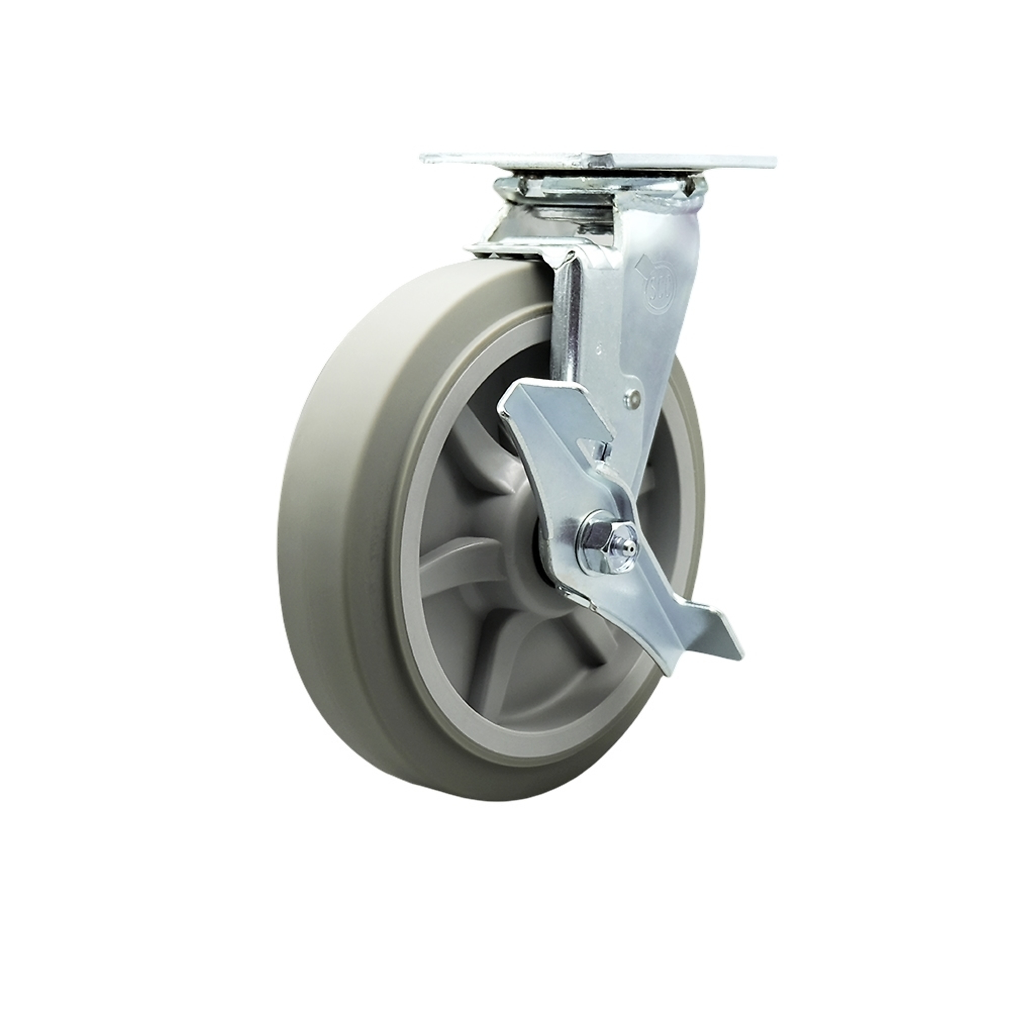 Service Caster, 8Inch x 2Inch Plate Caster, Wheel Diameter 8 in, Caster Type Swivel, Package (qty.) 1, Model SCC-SS30S820-TPRBF-TLB