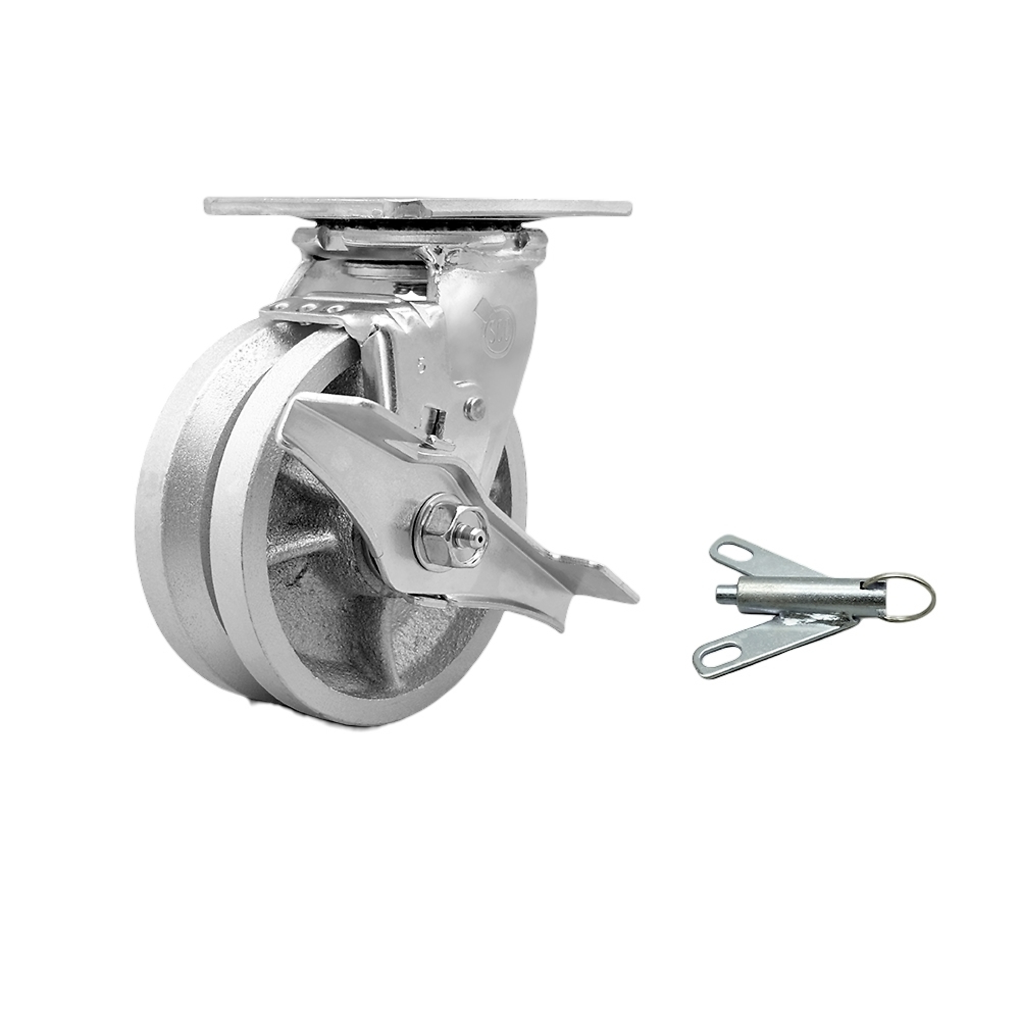 Service Caster, 5Inch x 2Inch Plate Caster, Wheel Diameter 5 in, Caster Type Swivel, Package (qty.) 1, Model SCC-30CS520-VGB-TLB-BSL