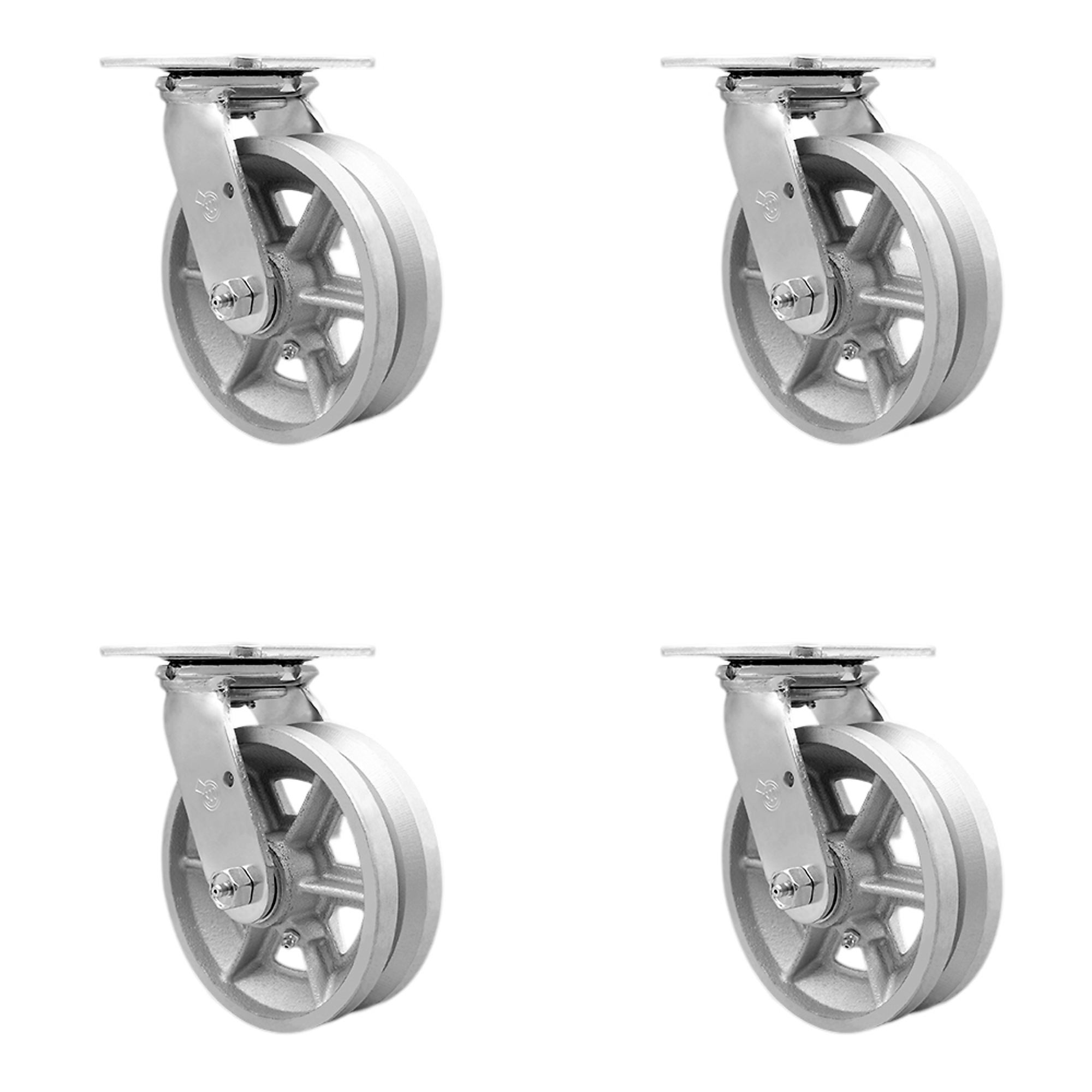 Service Caster, 6Inch x 2Inch Plate Casters, Wheel Diameter 6 in, Caster Type Swivel, Package (qty.) 4, Model SCC-30CS620-VGB-4