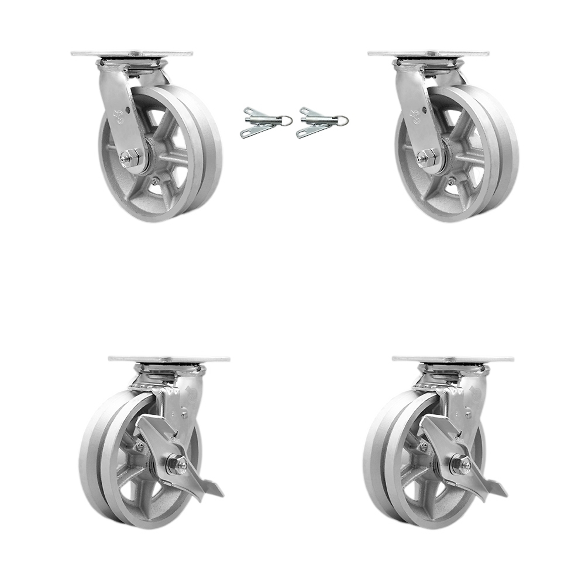 Service Caster, 6Inch x 2Inch Plate Casters, Wheel Diameter 6 in, Caster Type Swivel, Package (qty.) 4, Model SCC-30CS620-VGB-BSL-2-TLB-2