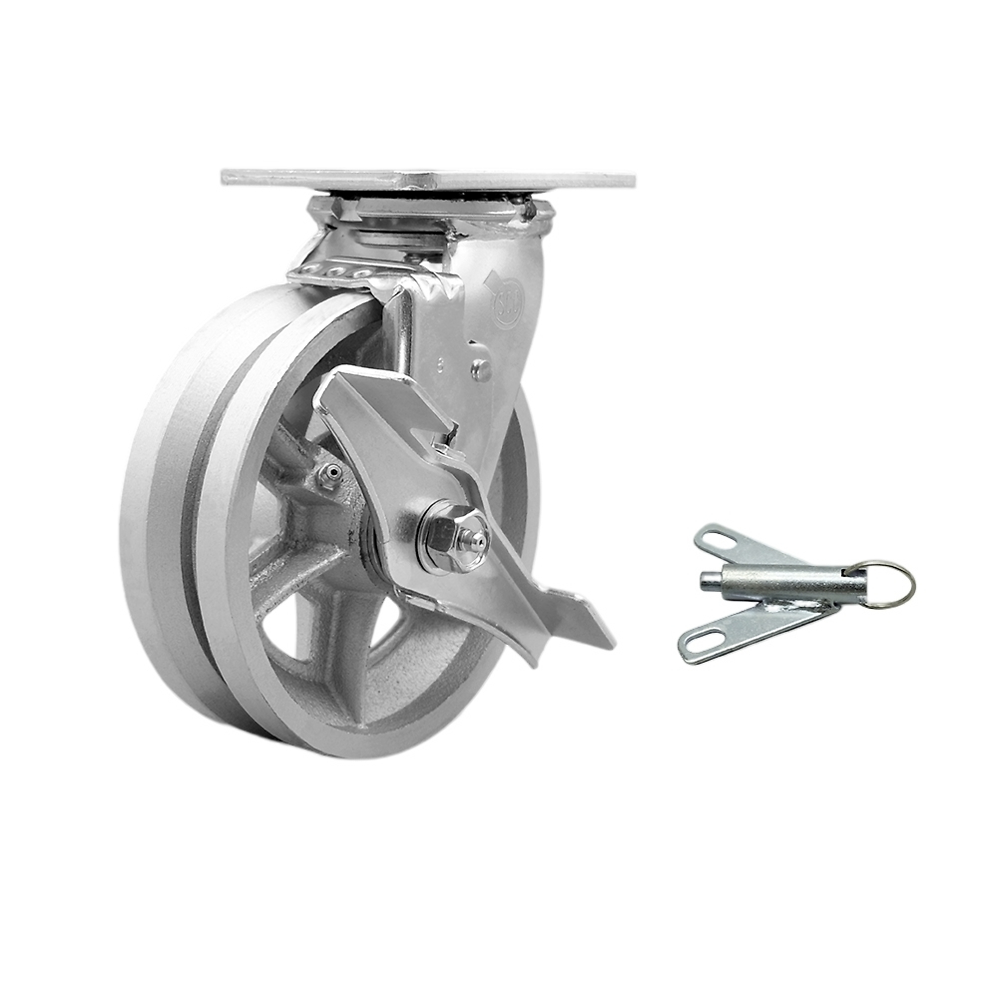 Service Caster, 6Inch x 2Inch Plate Caster, Wheel Diameter 6 in, Caster Type Swivel, Package (qty.) 1, Model SCC-30CS620-VGB-TLB-BSL