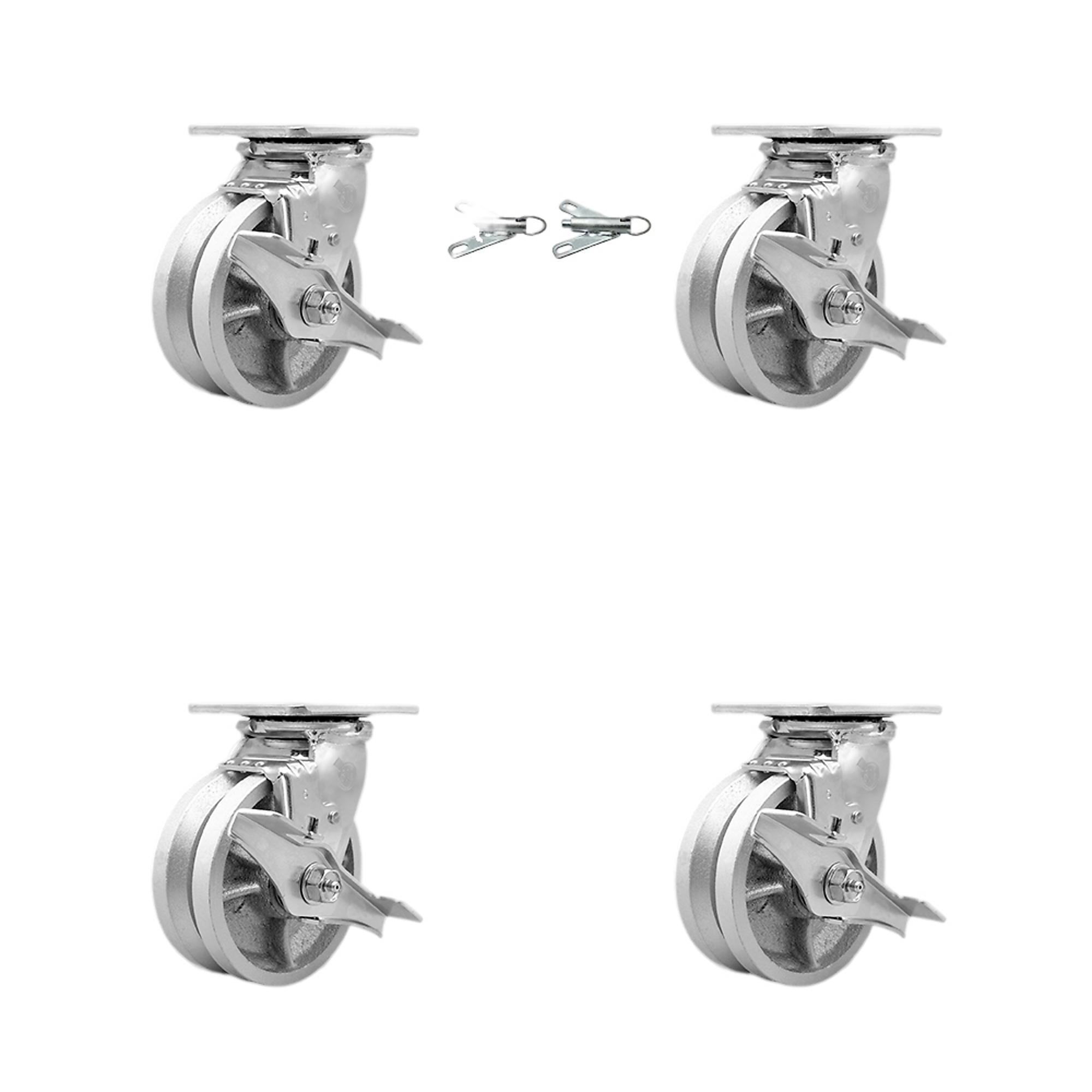 Service Caster, 5Inch x 2Inch Plate Casters, Wheel Diameter 5 in, Caster Type Swivel, Package (qty.) 4, Model SCC-30CS520-VGB-TLB-BSL-2-TLB-2