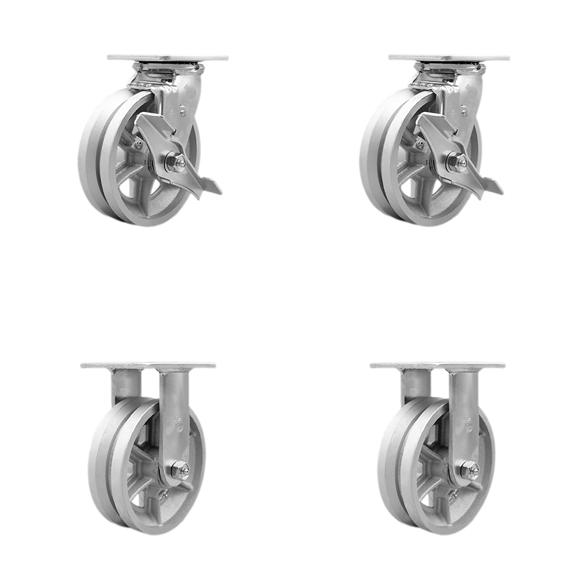 Service Caster, 6Inch x 2Inch Plate Casters, Wheel Diameter 6 in, Caster Type Swivel, Package (qty.) 4, Model SCC-30CS620-VGB-TLB-BSL-2-R-2