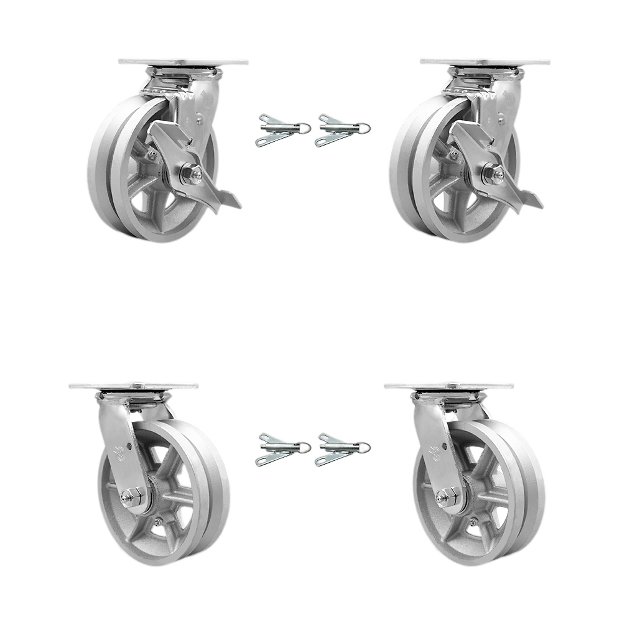 Service Caster, 6Inch x 2Inch Plate Casters, Wheel Diameter 6 in, Caster Type Swivel, Package (qty.) 4, Model SCC-30CS620-VGB-TLB-BSL-2-BSL-2