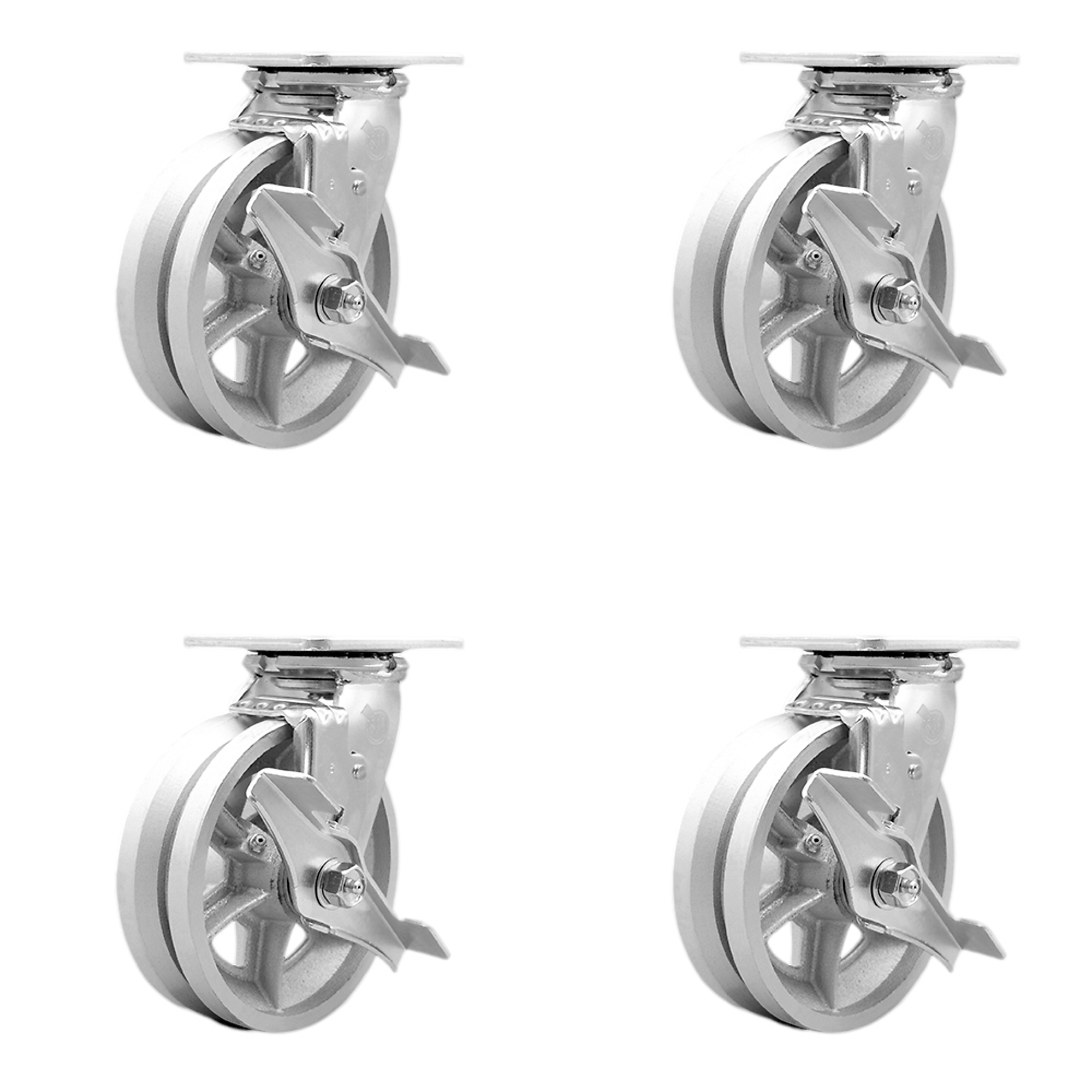 Service Caster, 6Inch x 2Inch Plate Casters, Wheel Diameter 6 in, Caster Type Swivel, Package (qty.) 4, Model SCC-30CS620-VGB-TLB-4