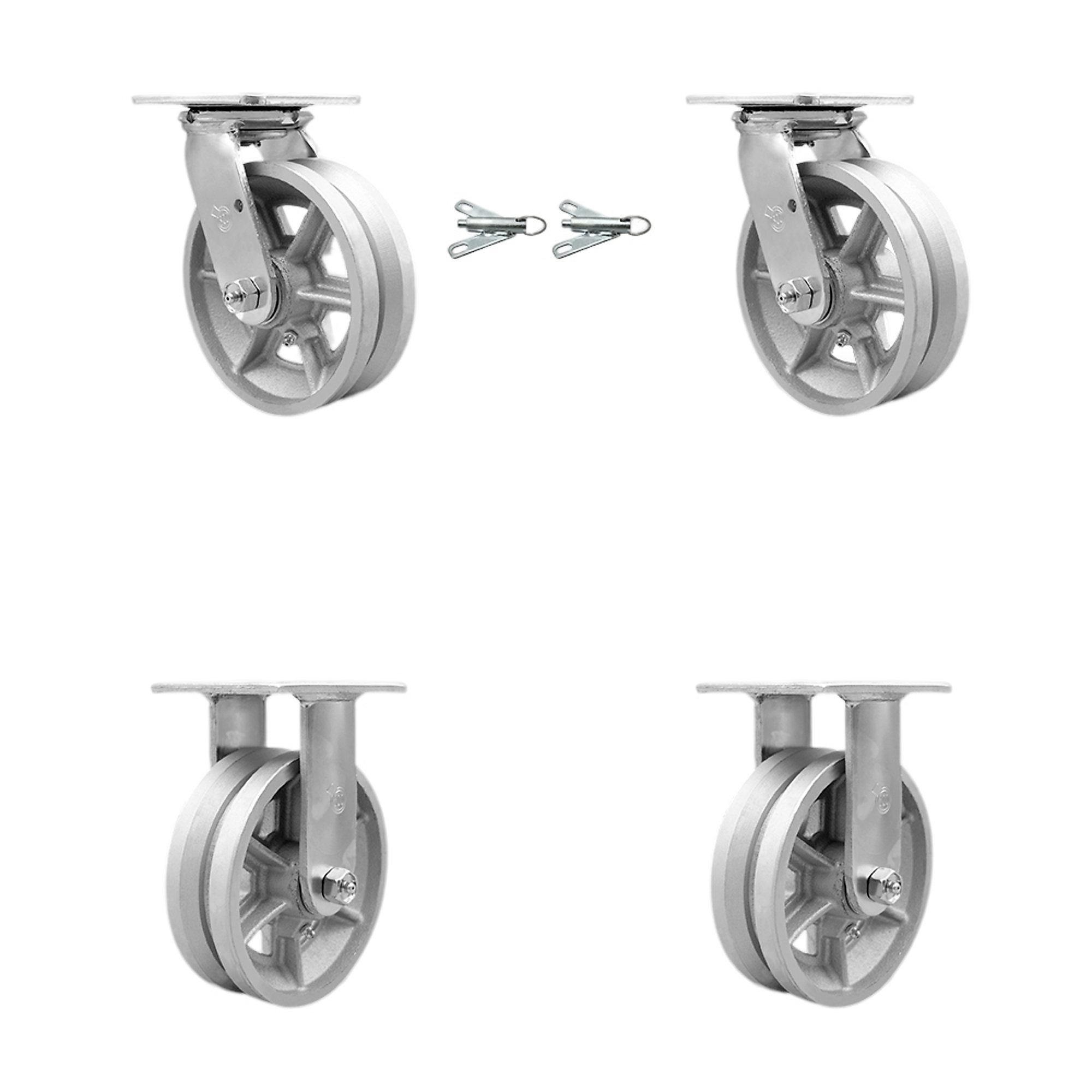 Service Caster, 6Inch x 2Inch Plate Casters, Wheel Diameter 6 in, Caster Type Swivel, Package (qty.) 4, Model SCC-30CS620-VGB-BSL-2-R-2