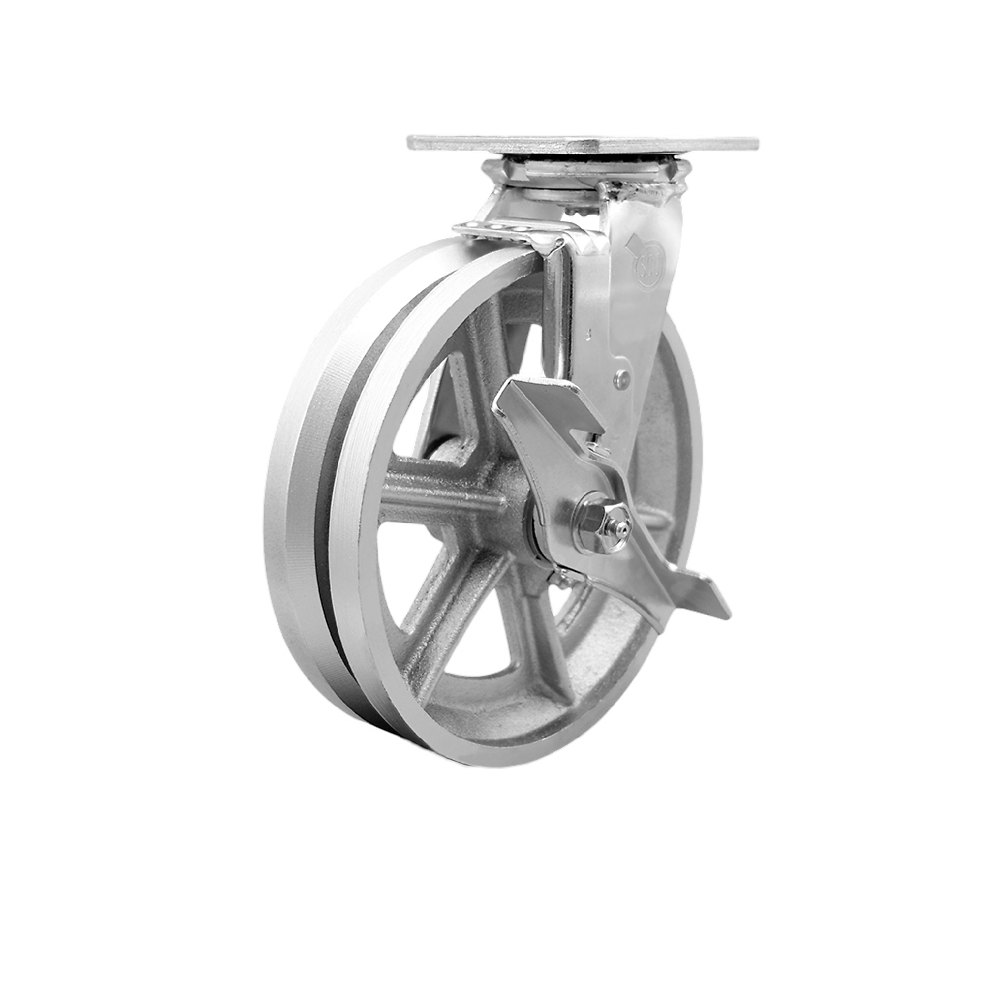 Service Caster, 8Inch x 2Inch Plate Caster, Wheel Diameter 8 in, Caster Type Swivel, Package (qty.) 1, Model SCC-30CS820-VGB-TLB