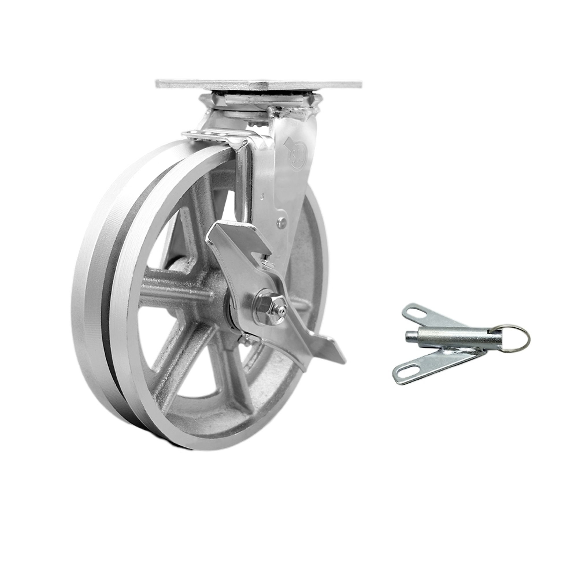 Service Caster, 8Inch x 2Inch Plate Caster, Wheel Diameter 8 in, Caster Type Swivel, Package (qty.) 1, Model SCC-30CS820-VGB-TLB-BSL