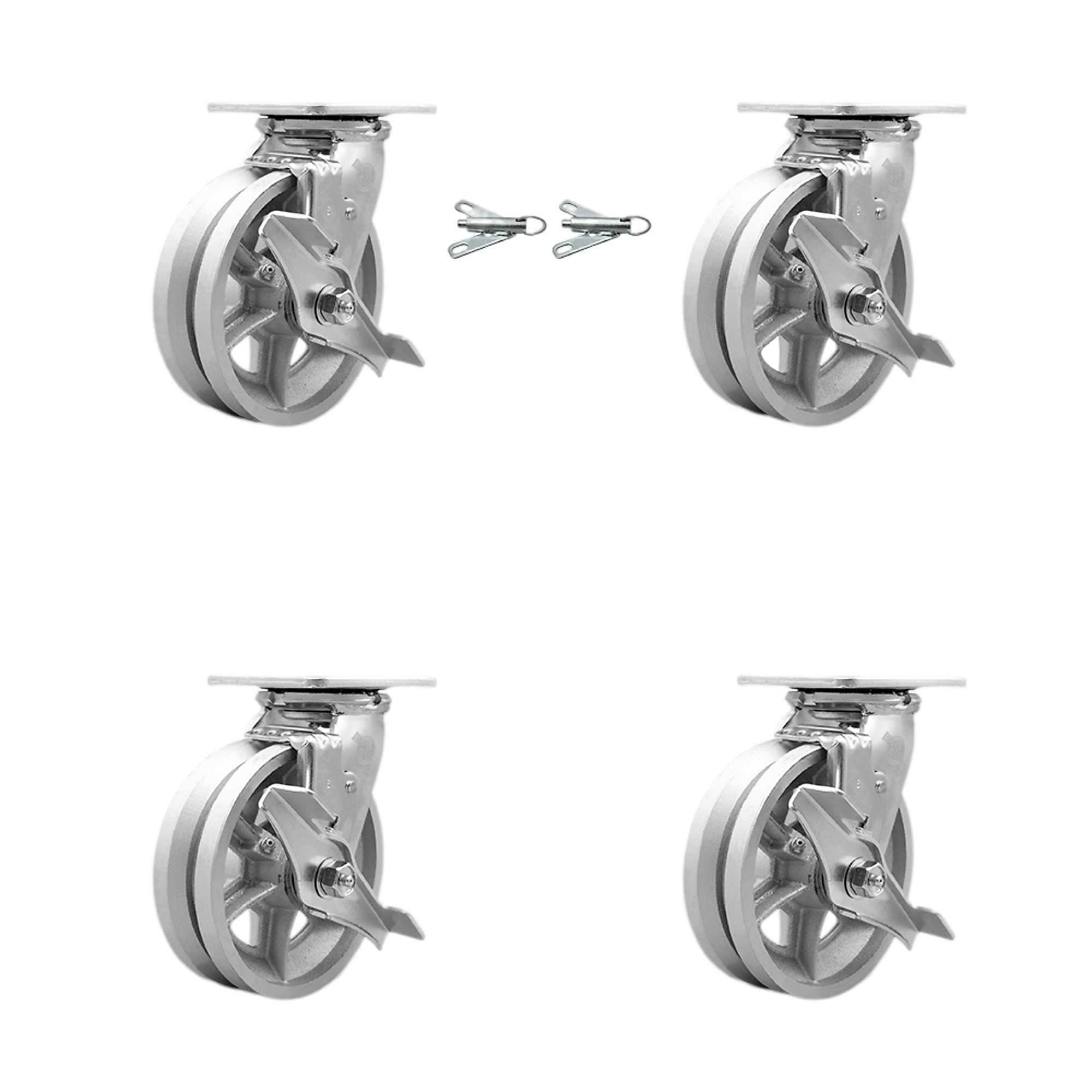 Service Caster, 6Inch x 2Inch Plate Casters, Wheel Diameter 6 in, Caster Type Swivel, Package (qty.) 4, Model SCC-30CS620-VGB-TLB-BSL-2-TLB-2