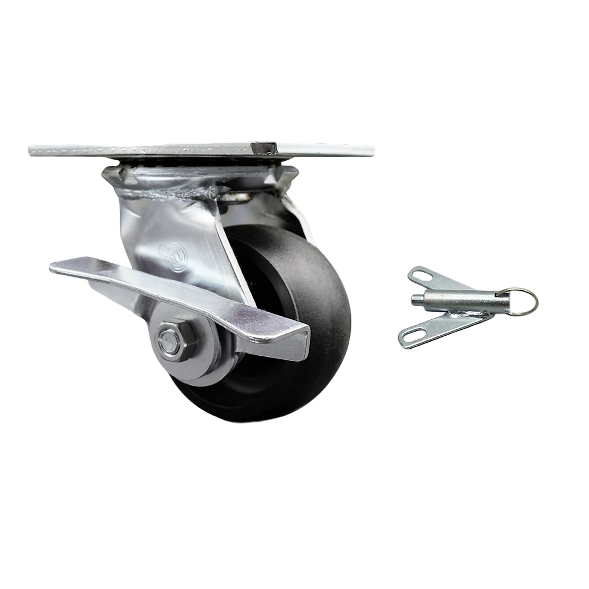 Service Caster, 4Inch x 2Inch Plate Caster, Wheel Diameter 4 in, Caster Type Swivel, Package (qty.) 1, Model SCC-35S420-GFNR-SLB-BSL