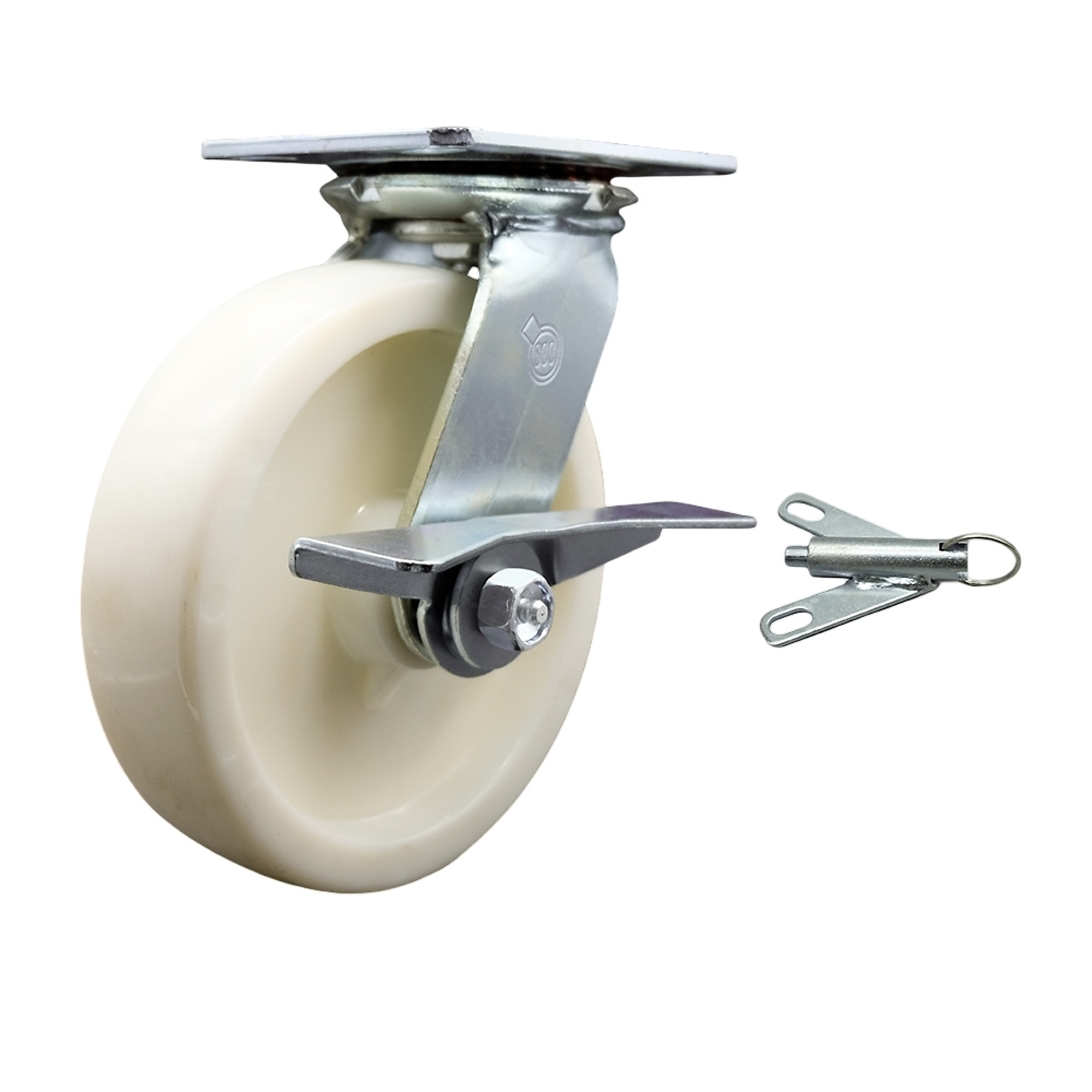 Service Caster, 8Inch x 2Inch Plate Caster, Wheel Diameter 8 in, Caster Type Swivel, Package (qty.) 1, Model SCC-35S820-NYR-SLB-BSL