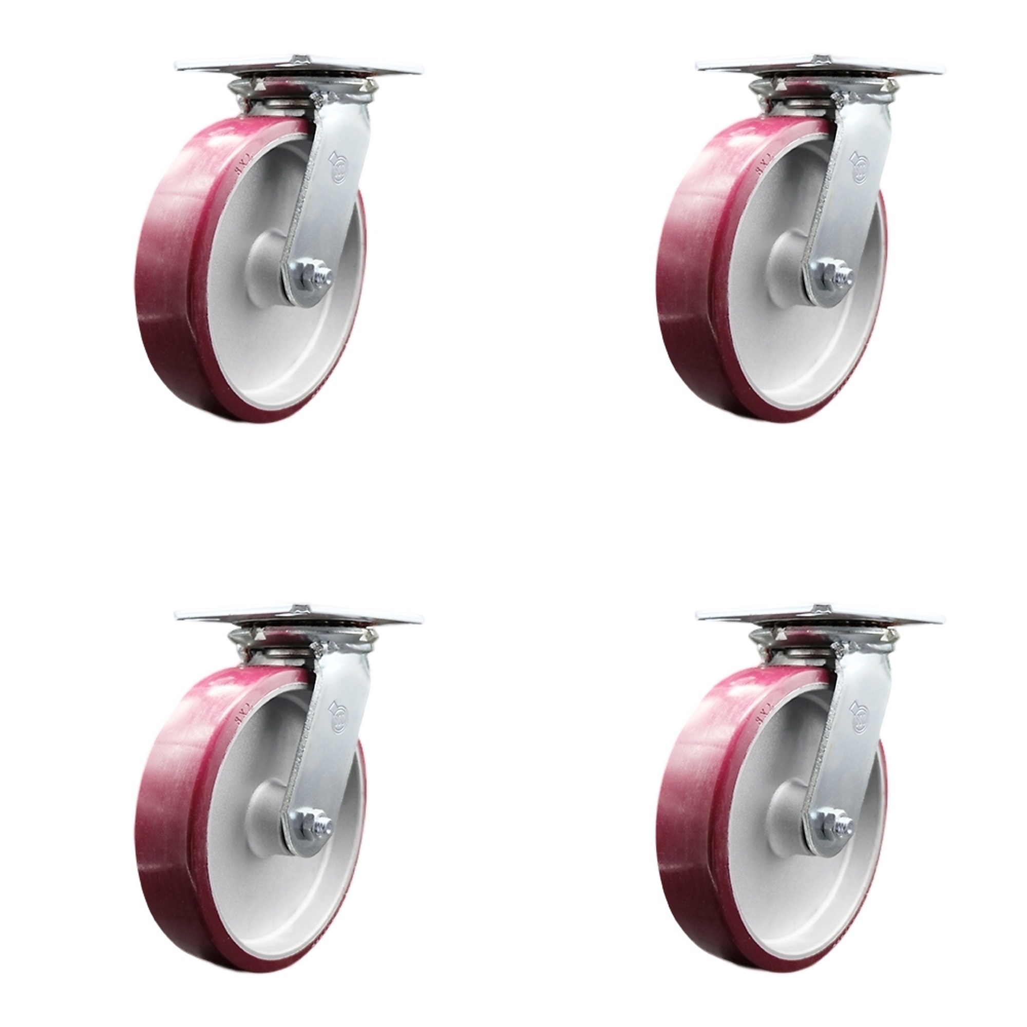 Service Caster, 8Inch x 2Inch Plate Casters, Wheel Diameter 8 in, Caster Type Swivel, Package (qty.) 4, Model SCC-35S820-PAR-4